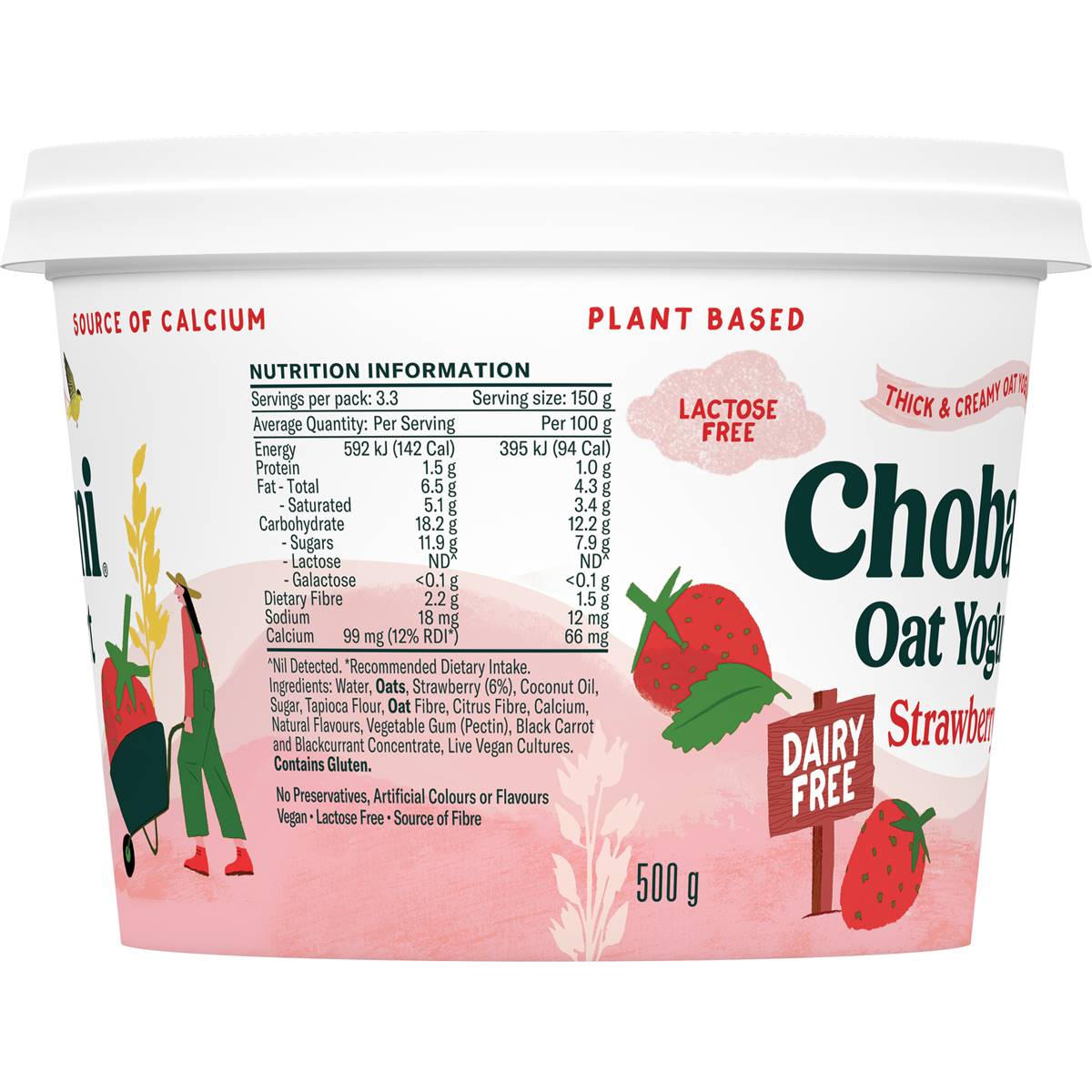 Chobani Oat Yogurt Strawberry Dairy Free 500g Woolworths