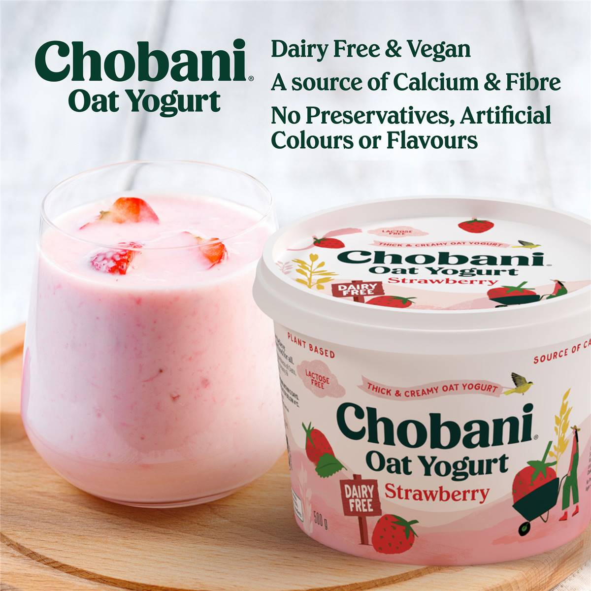 Chobani Oat Yogurt Strawberry Dairy Free 500g 