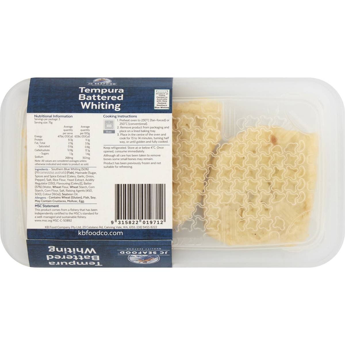 Jc Seafood Tempura Battered Whiting 200g Woolworths