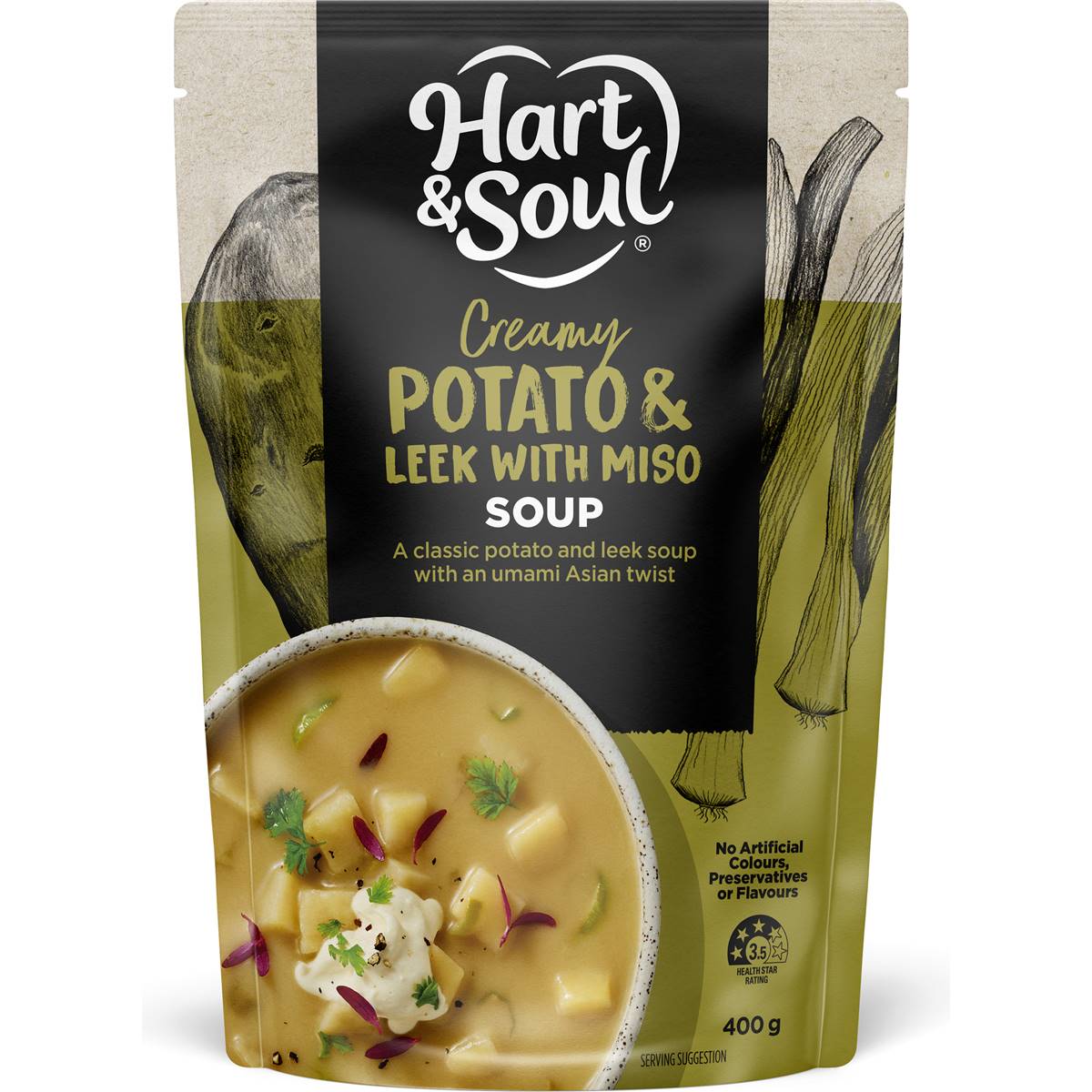 Hart & Soul Potato & Leek With Miso Soup 400g Woolworths