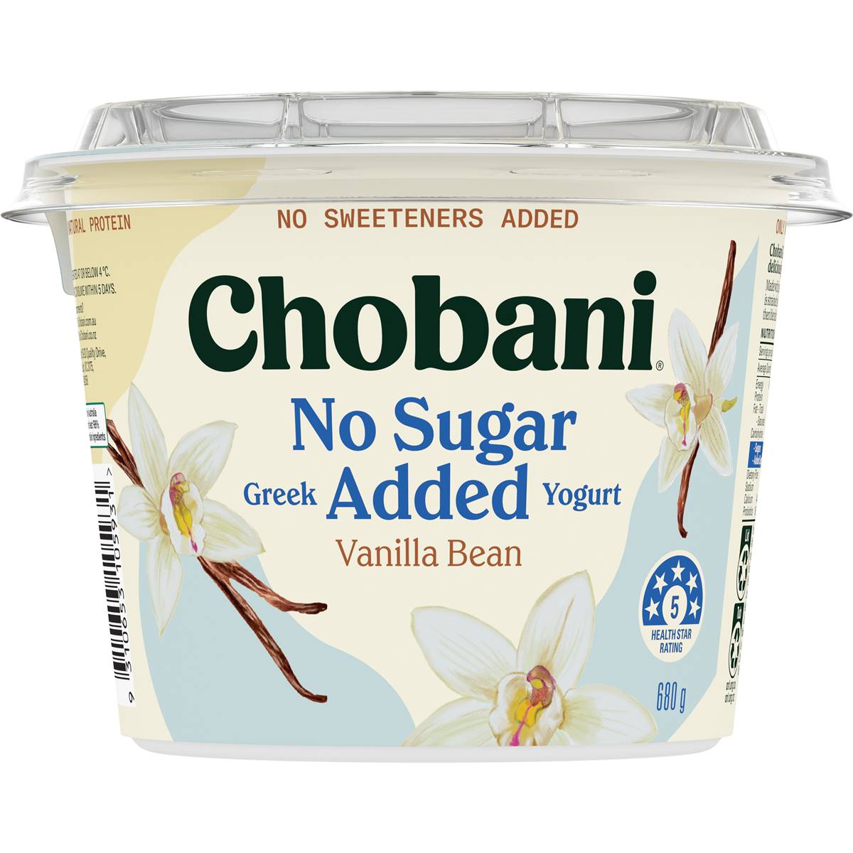 Chobani no sugar added greek yogurt vanilla 680g woolworths