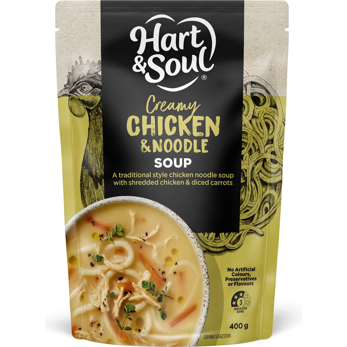 Hart & Soul Creamy Chicken And Noodle Soup 400g | Woolworths