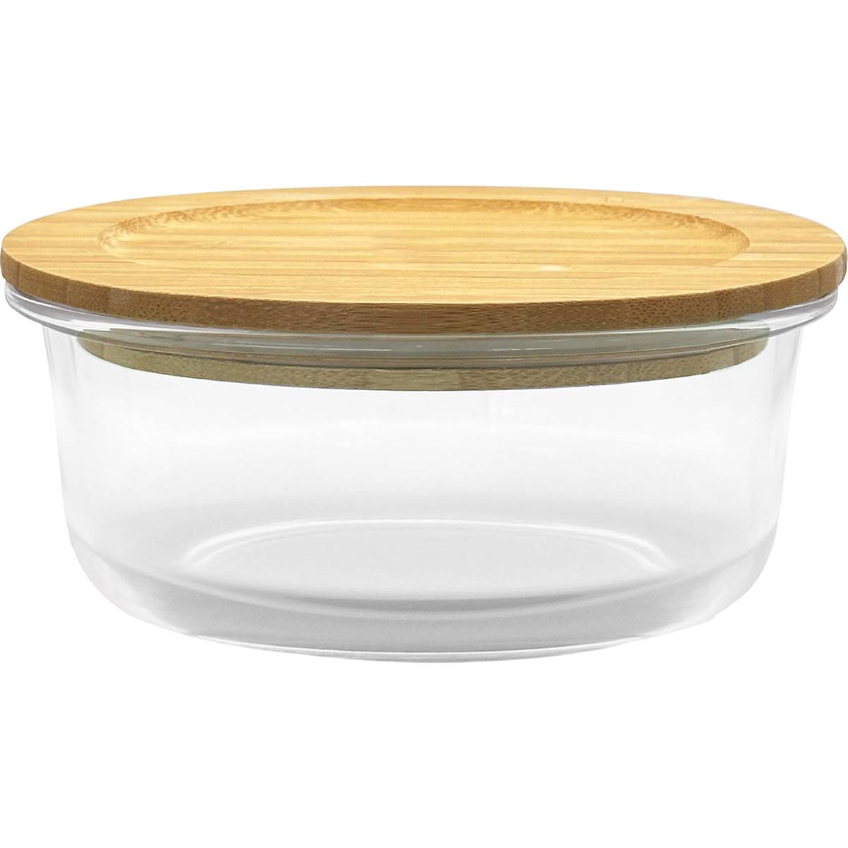 Kate's Kitchen Round Glass Food Container With Bamboo Lid 950ml Each ...