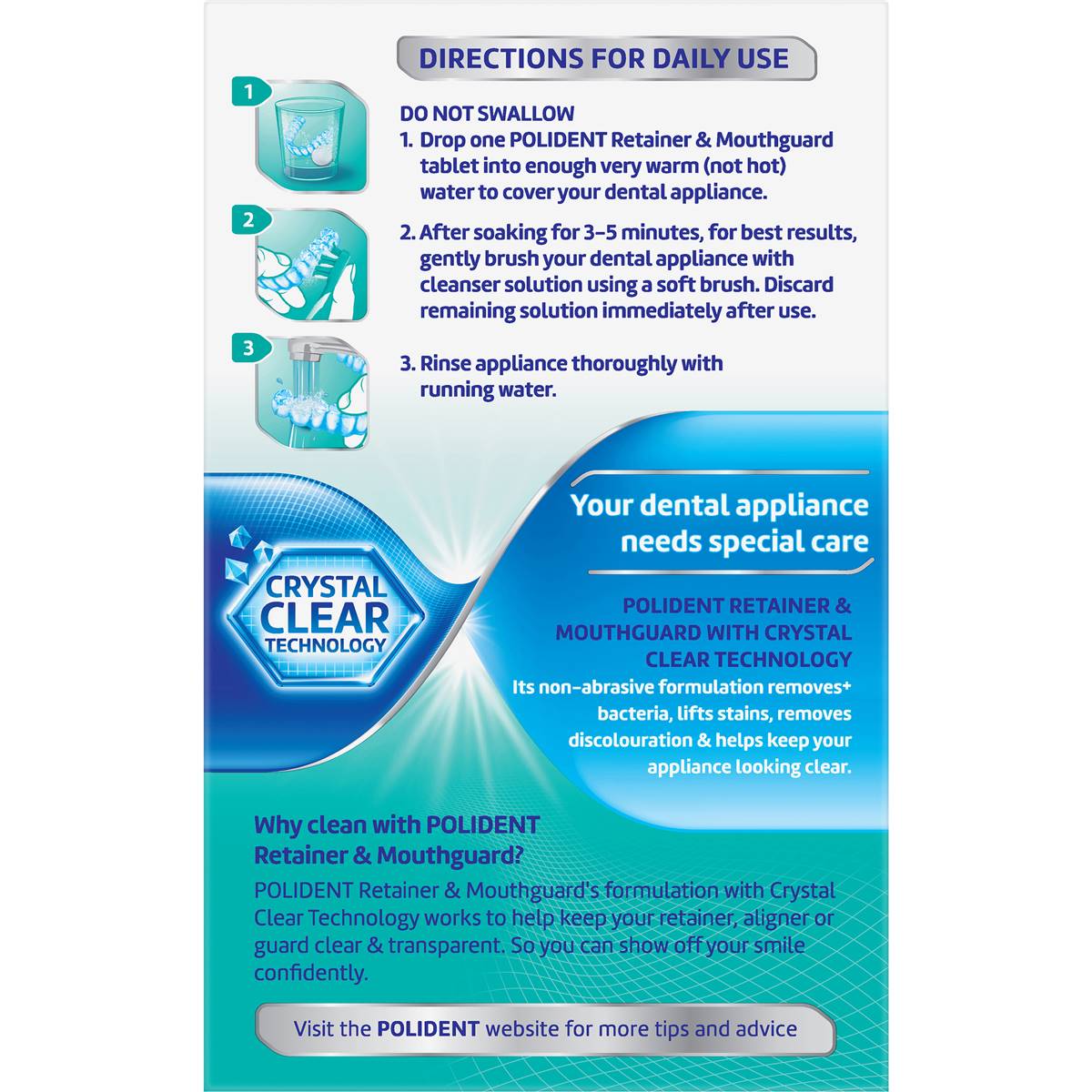 Polident Retainer & Mouthguard Daily Cleanser 36 Pack Woolworths