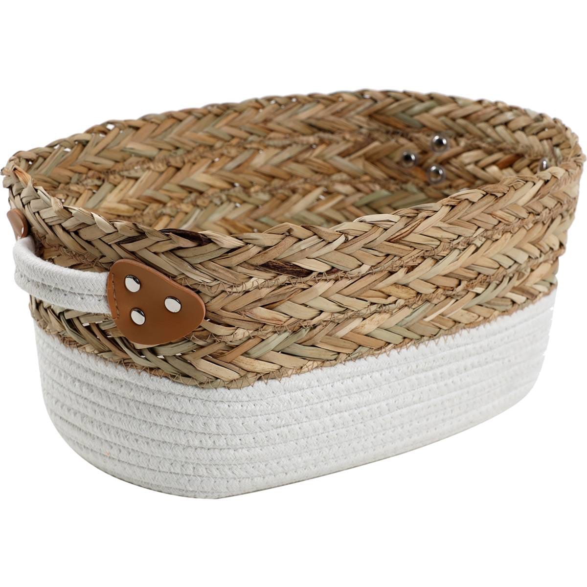 Inspire Woven Basket With Handle Medium Each Woolworths