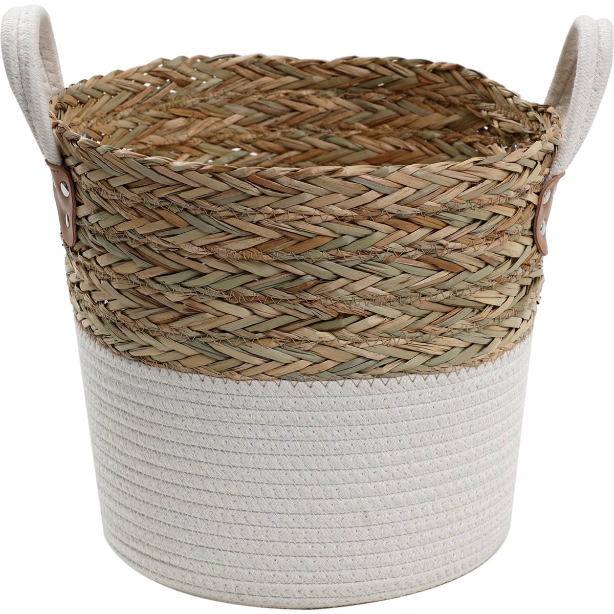 Inspire Woven Round Basket With Handle Medium Each Woolworths
