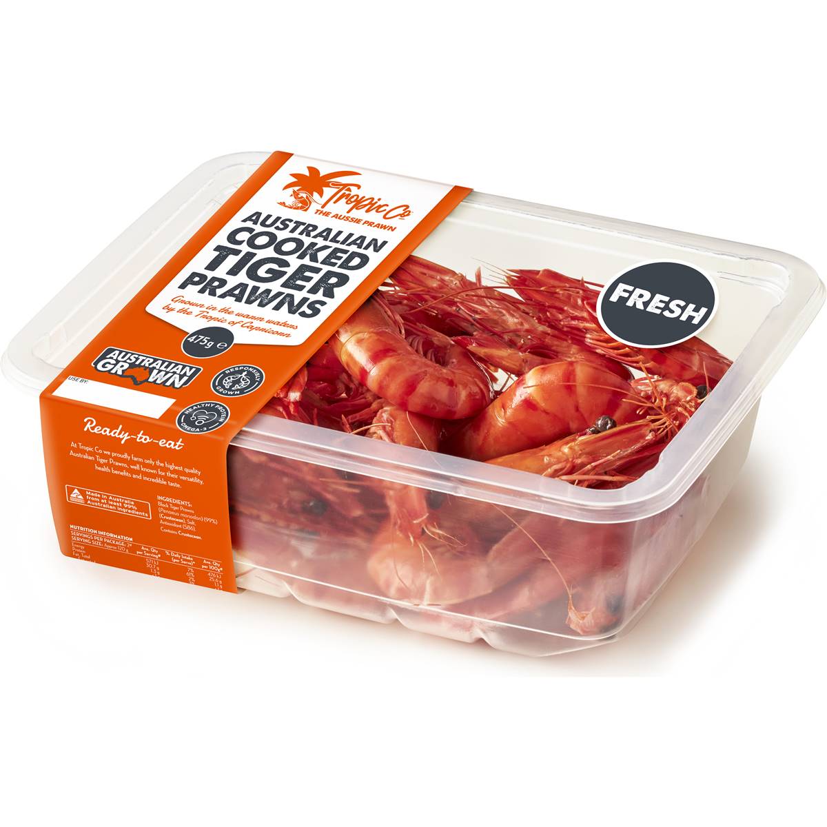 Tropic Co Australian Cooked Tiger Prawns 475g Woolworths