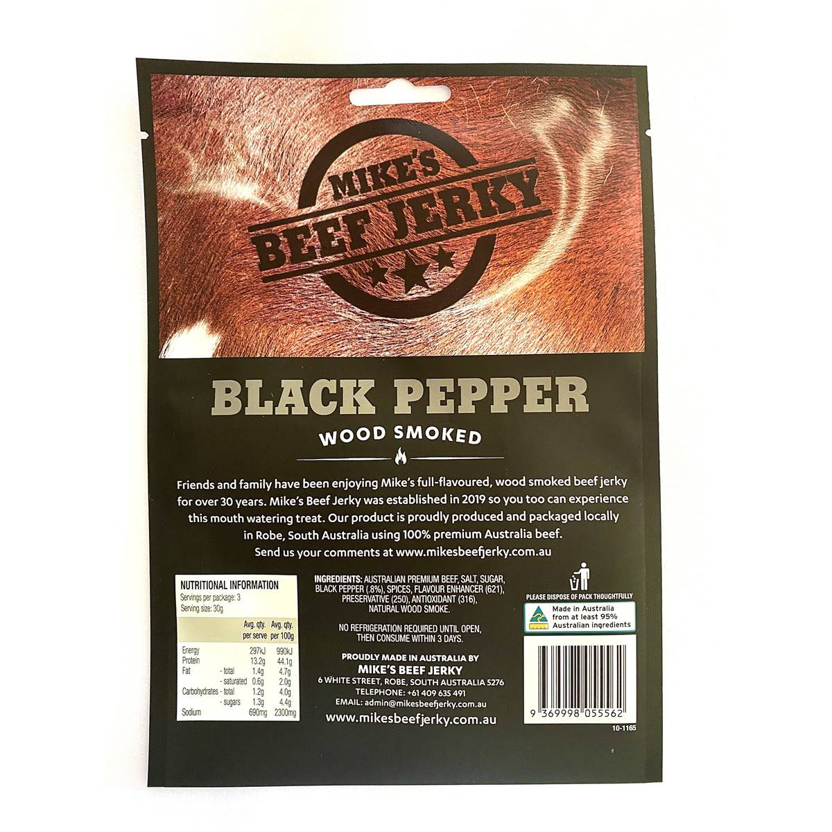 Mike's Beef Jerky Black Pepper 90g Woolworths