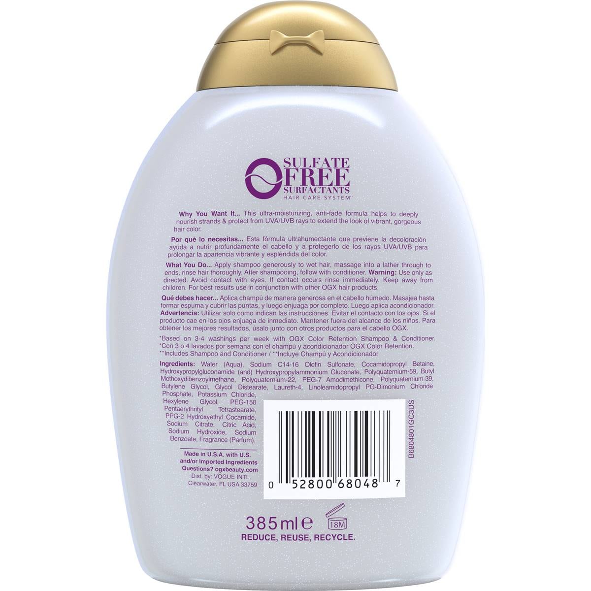 Ogx Color Care Strengthening & Color Retention Shampoo 385ml Woolworths
