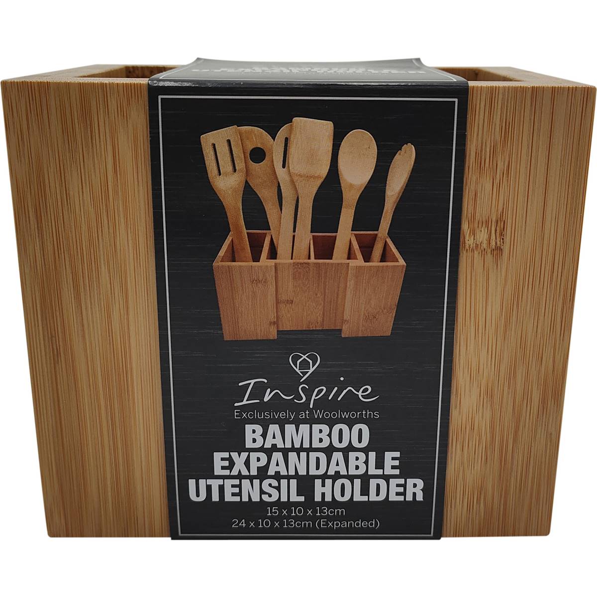 Inspire Bamboo Expandable Utensil Holder Each Woolworths