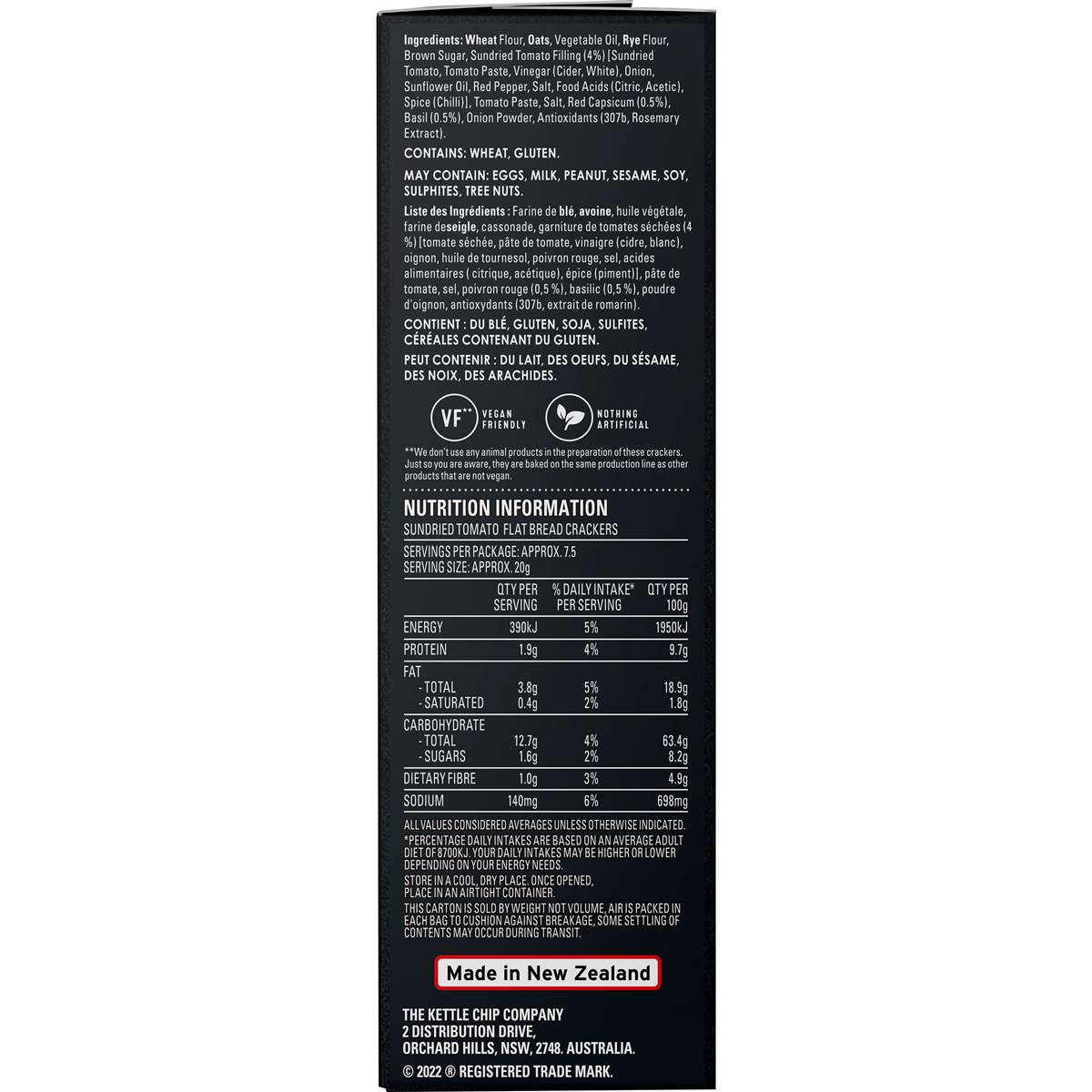 Kettle Flat Bread Crackers Sundried Tomato 150g Woolworths