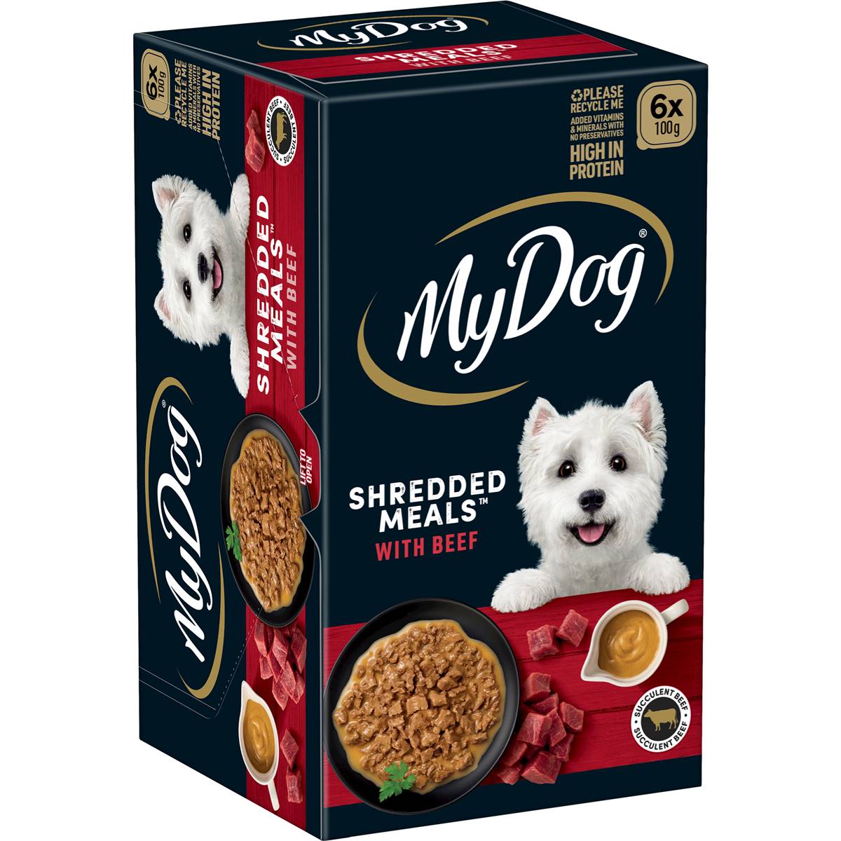My Dog Shredded Meals Beef Wet Dog Food 6 X 100g Woolworths