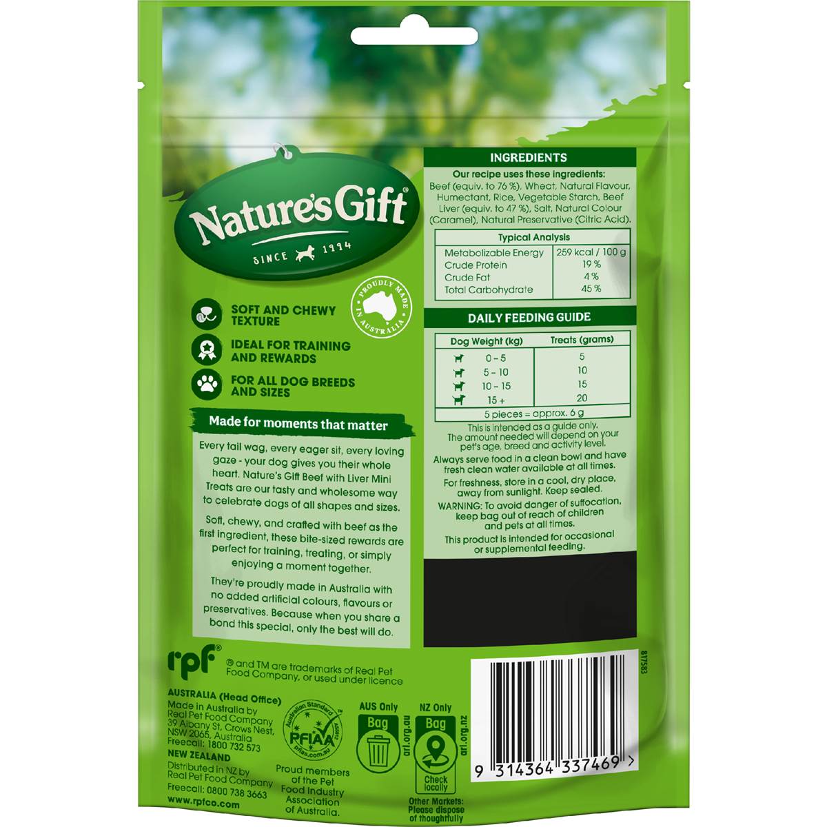 Nature's Gift Dog Treats Mini Treats Beef Liver 130g Woolworths