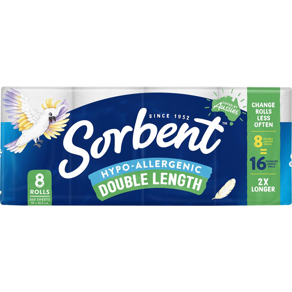 Sorbent Double Length Hypoallergenic Toilet Paper 8 Pack Woolworths