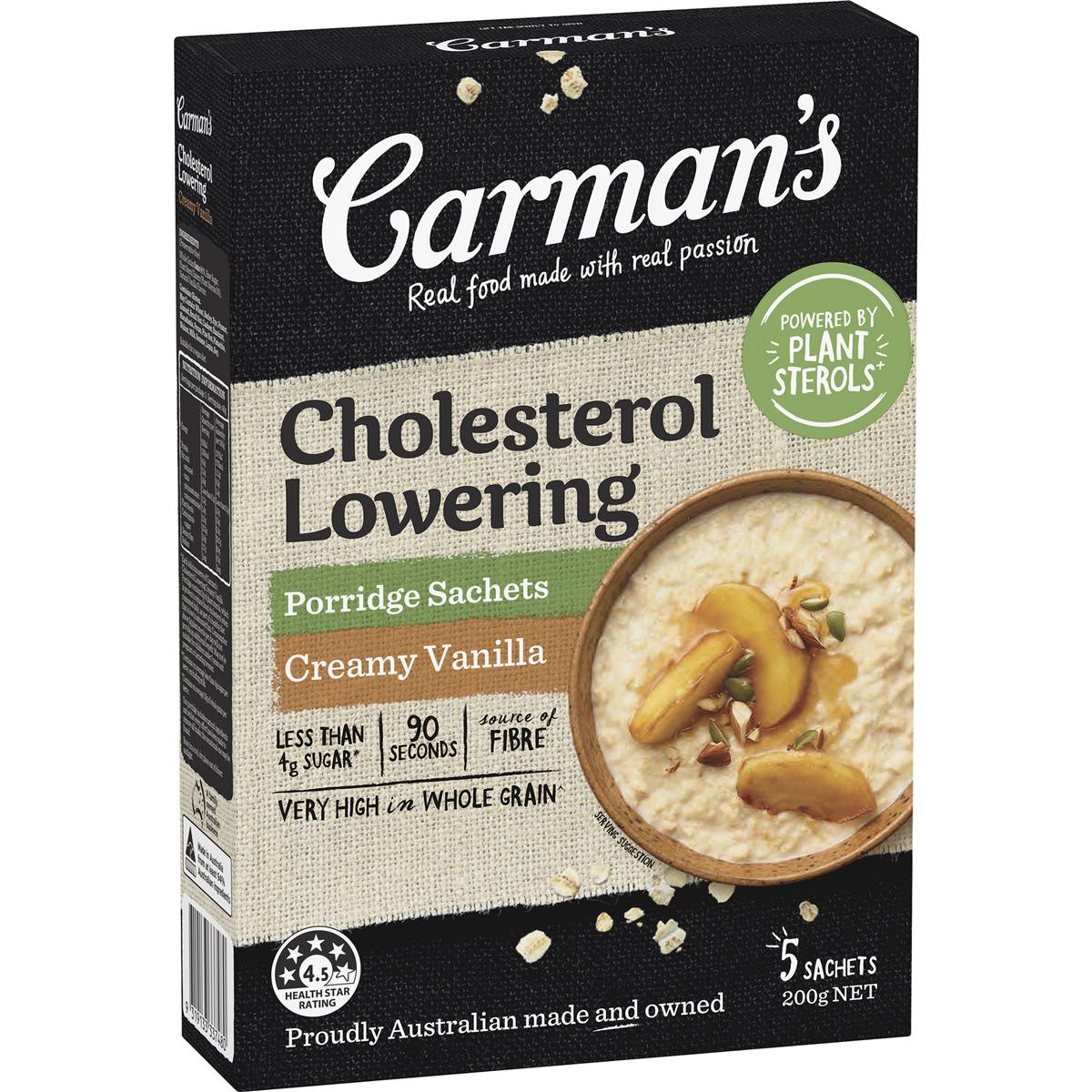 Carman's Cholesterol Lowering Porridge Sachets Creamy Vanilla 5 Pack ...