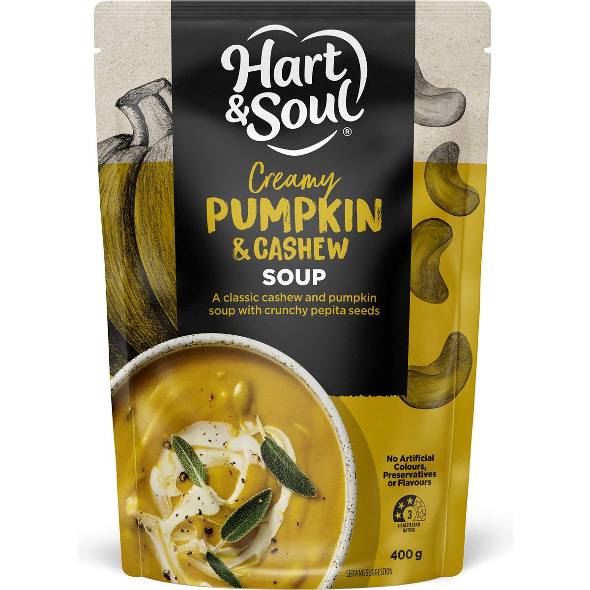 Hart & Soul Creamy Pumkin & Cashew Soup 400g Woolworths