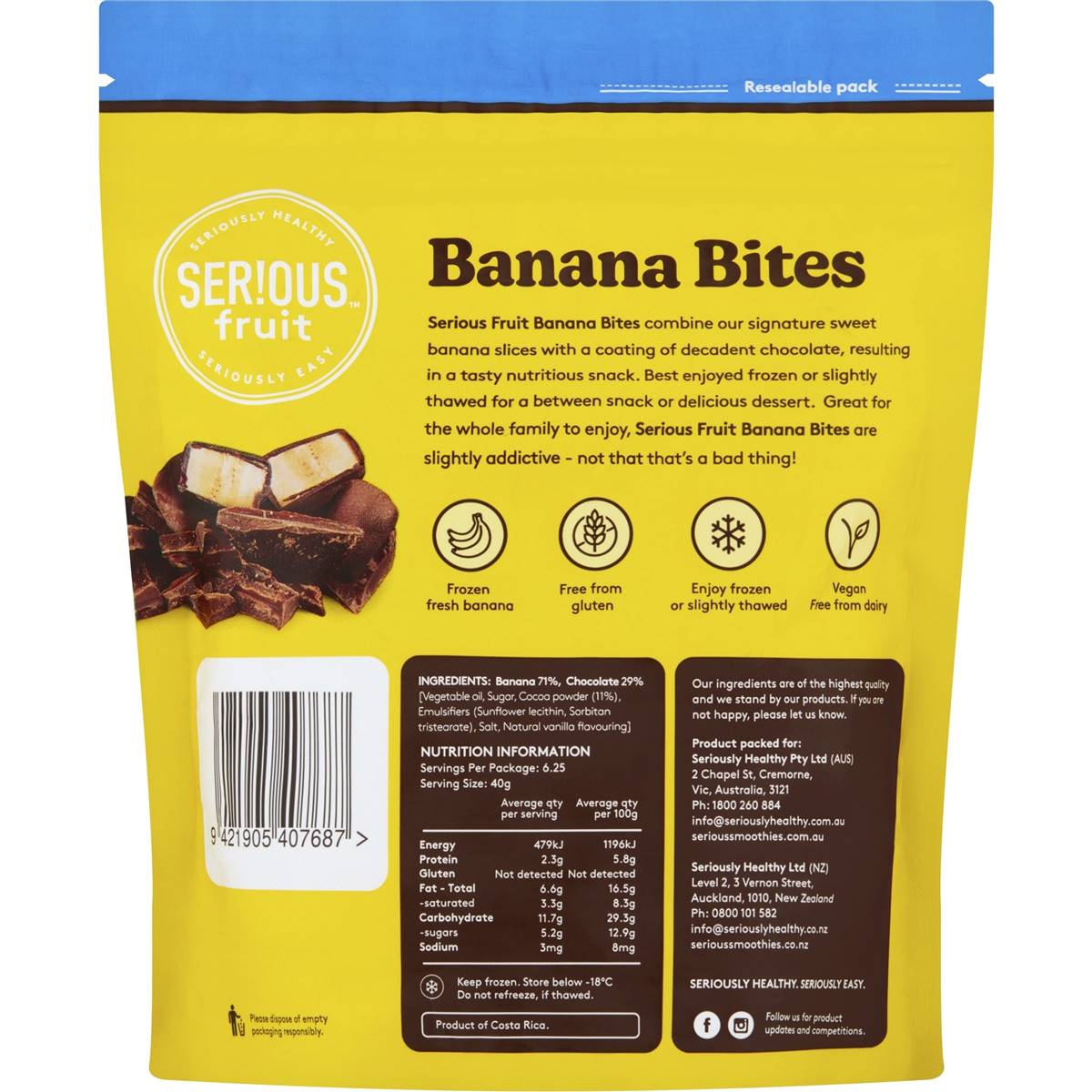 Serious Fruit Chocolate Banana Bites 250g Woolworths