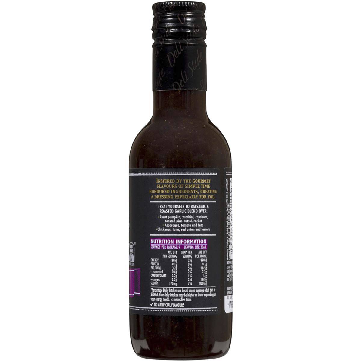Praise Deli Style Salad Dressing Balsamic & Roast Garlic 185ml Woolworths