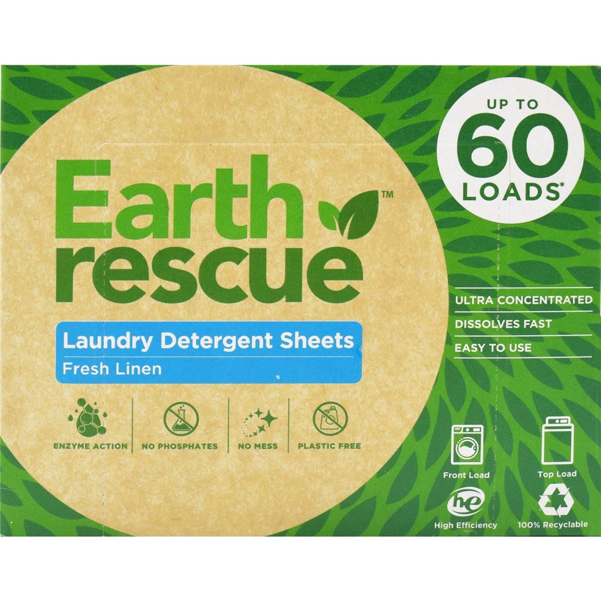 Earth Rescue Laundry Detergent Sheets Fresh Linen 30 Pack Woolworths