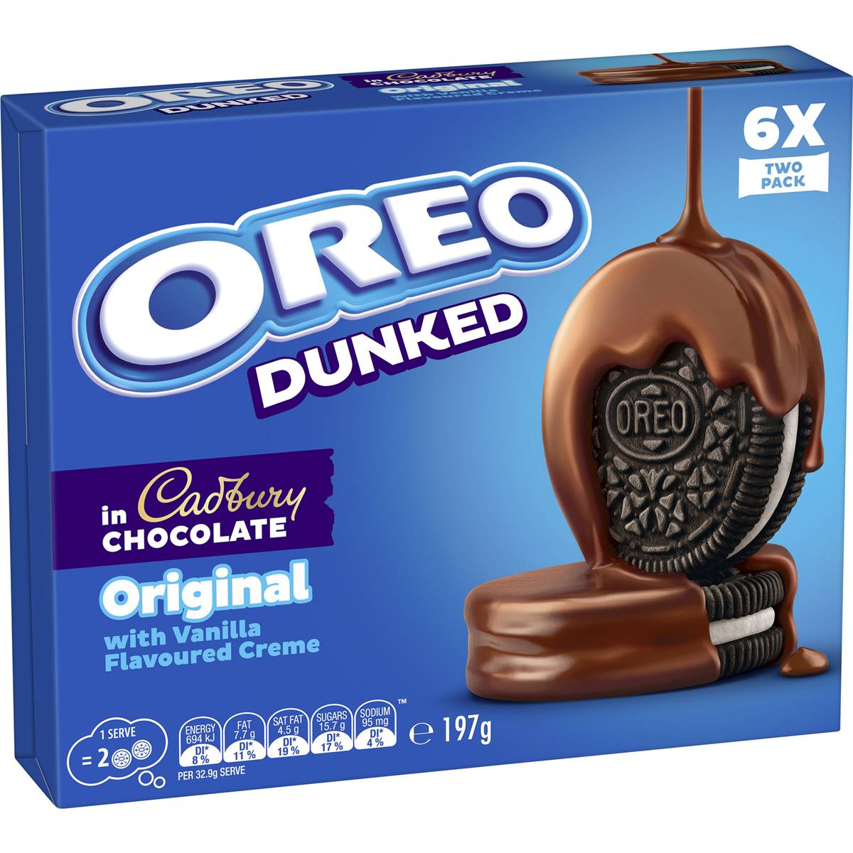 Oreo Dunked Milk Chocolate Original Cookies 6 pack 197g
