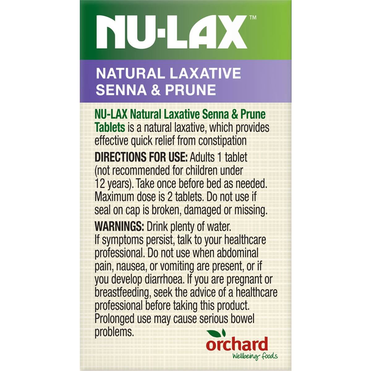 Nulax Natural Laxative Senna & Prune Tablets 40 Pack Woolworths