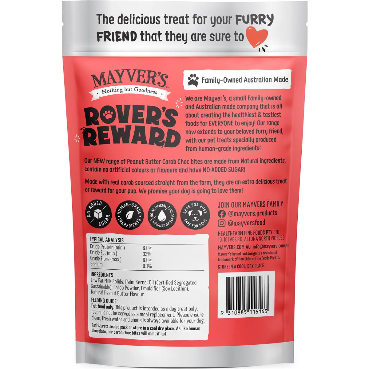 Mayver's Peanut Butter & Carob Choc Dog Treats 250g Woolworths