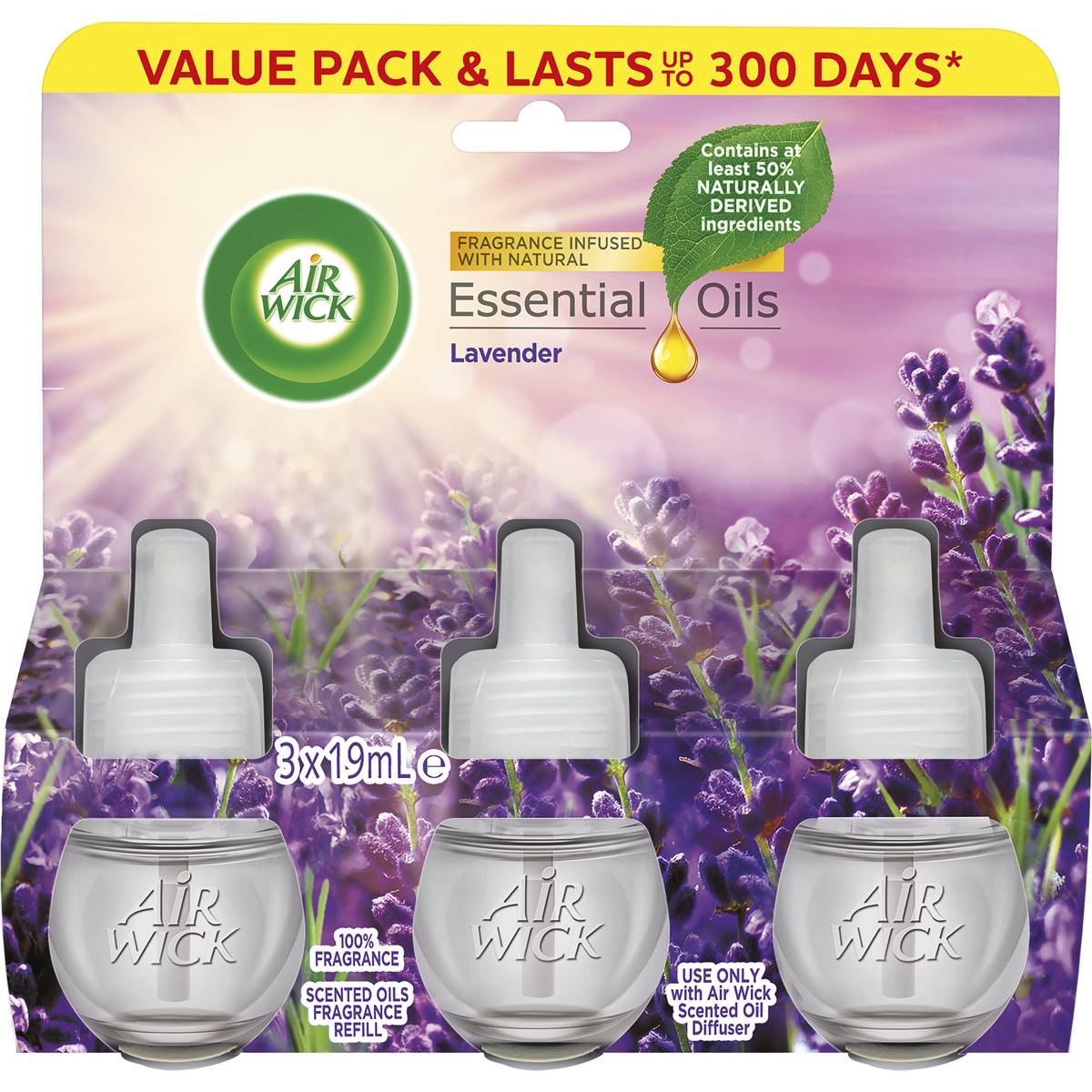 Air Wick Essential Oils Plug In Diffuser Refills Lavender 3 Pack