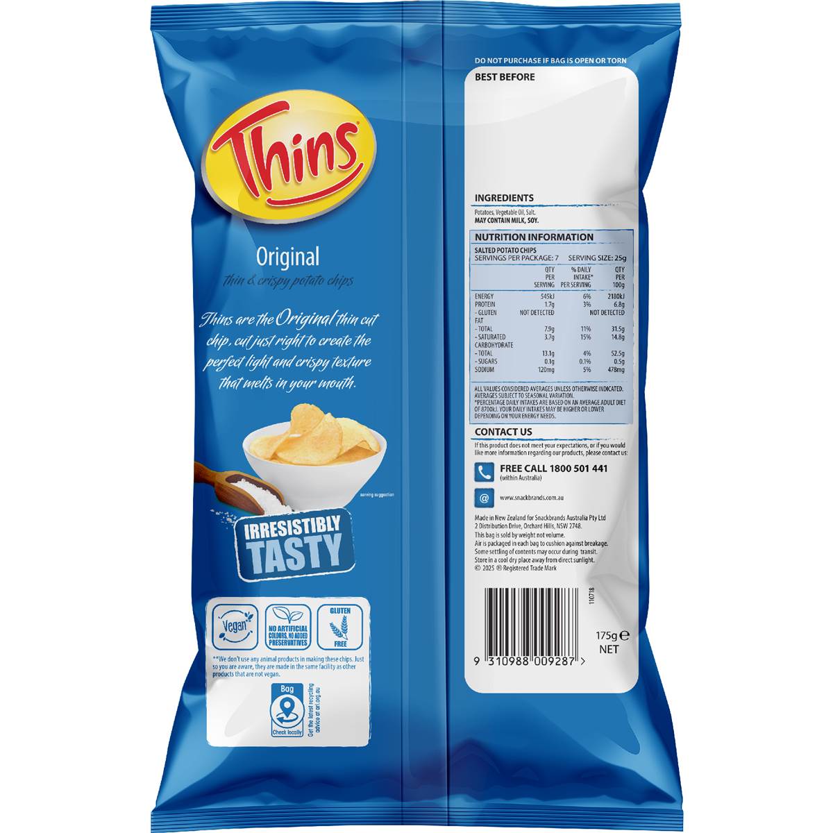 Thins Chips Share Pack Original Salted 175g | Woolworths