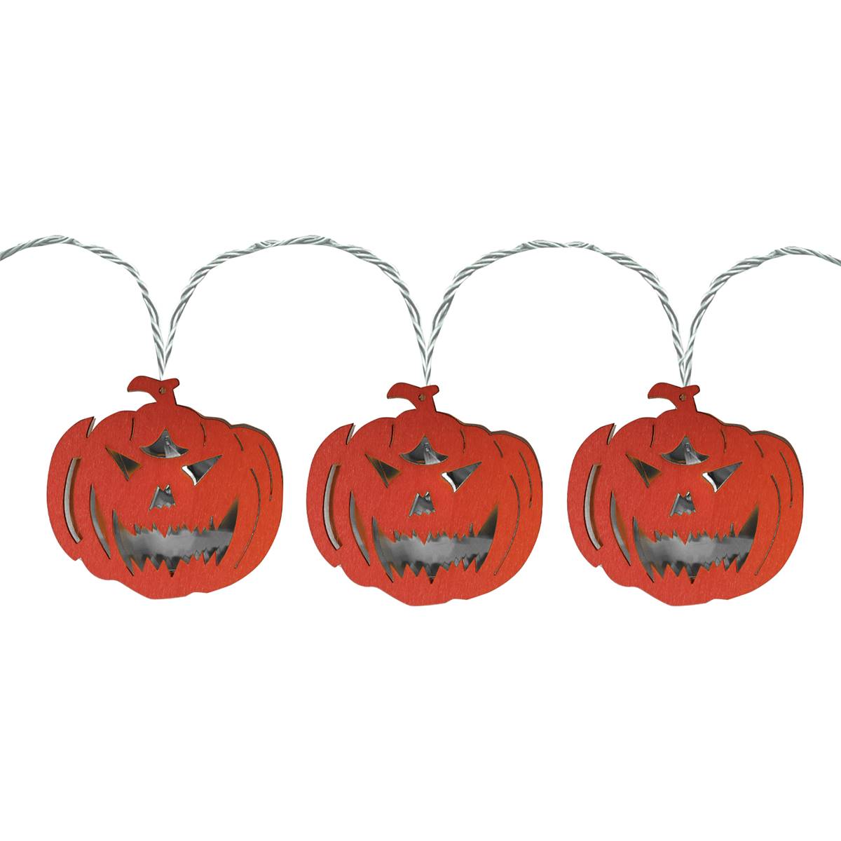 Mirabella Halloween Battery Operated 10 Wooden Pumpkin String Lights