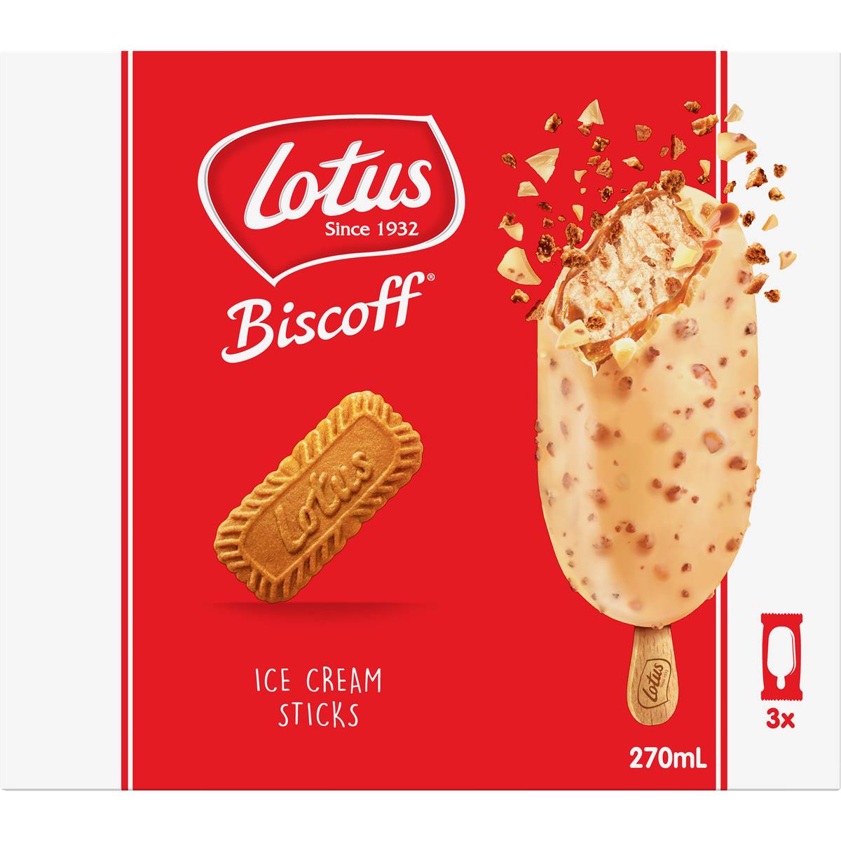 Lotus Biscoff White Chocolate Ice Cream Sticks 3 Pack Woolworths