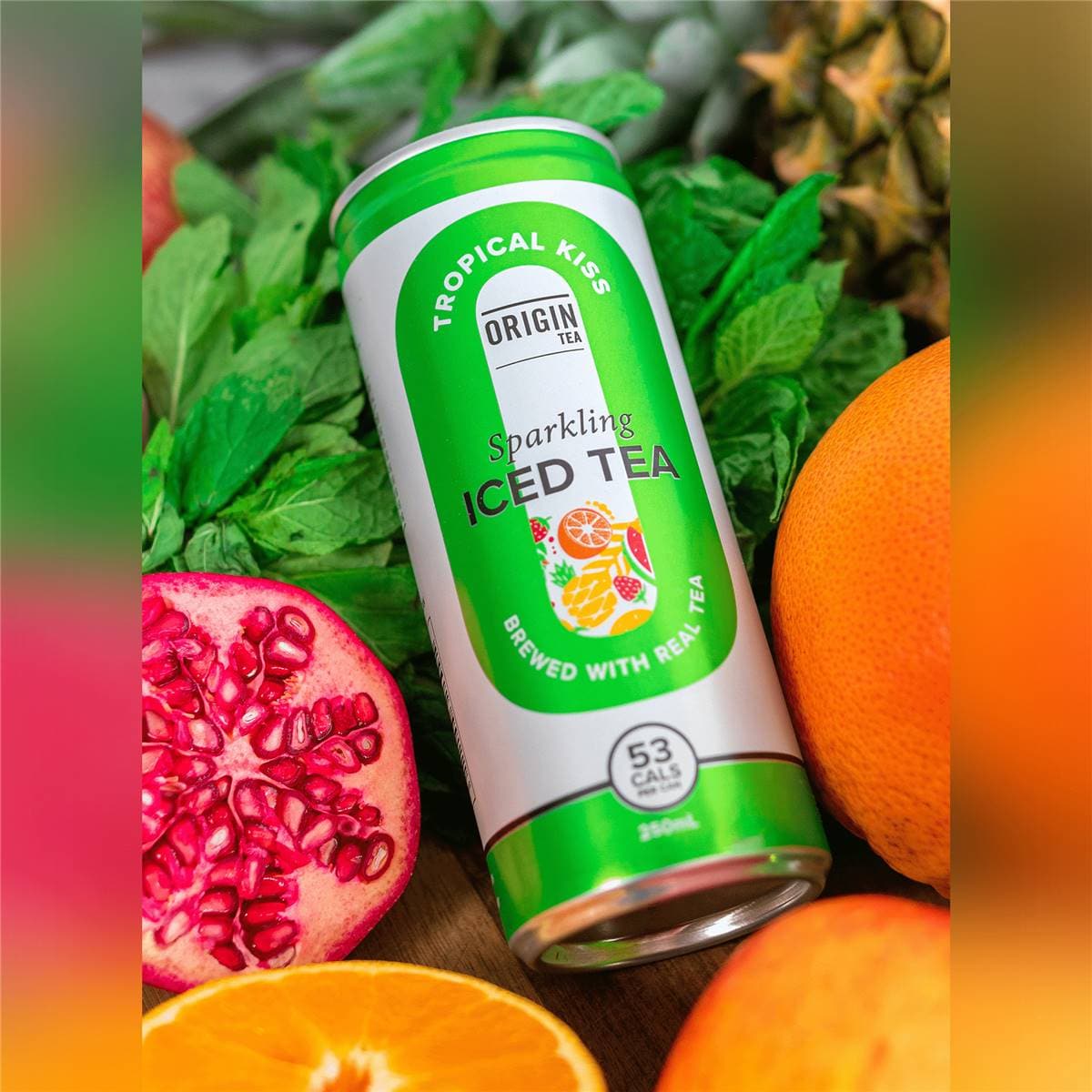 Origin Tea Tropical Kiss Sparkling Iced Tea Cans 250ml X 4 Pack