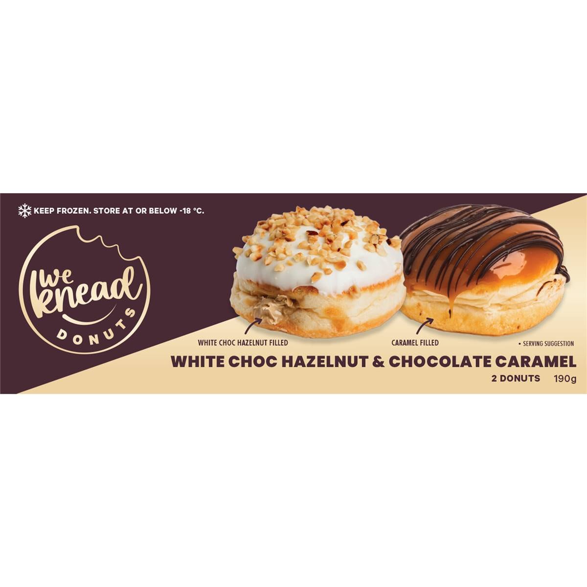 We Knead Donuts White Choc Hazelnut & Choc Caramel 2 Pack Woolworths