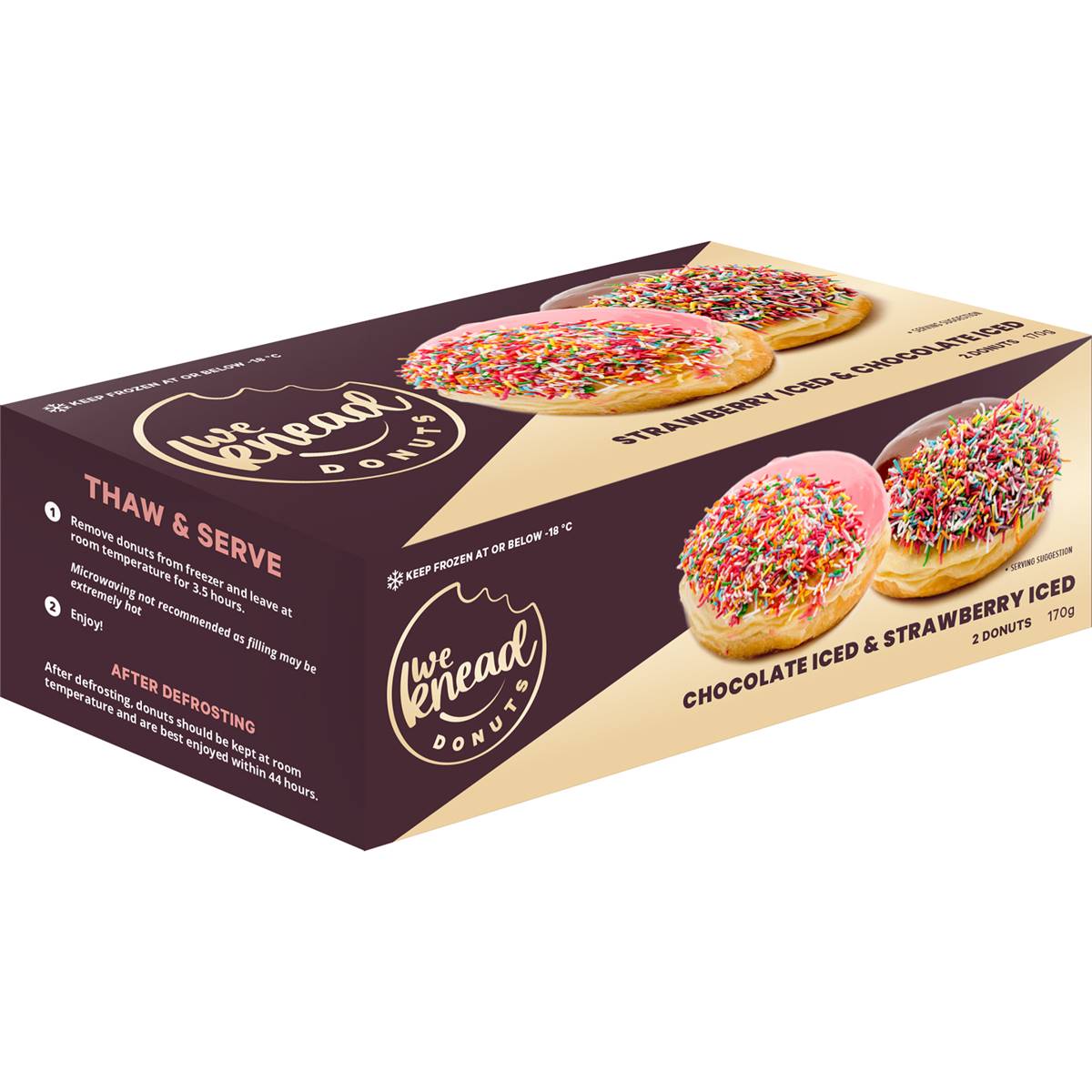 We Knead Donuts Chocolate Iced & Strawberry Iced 2 Pack Woolworths