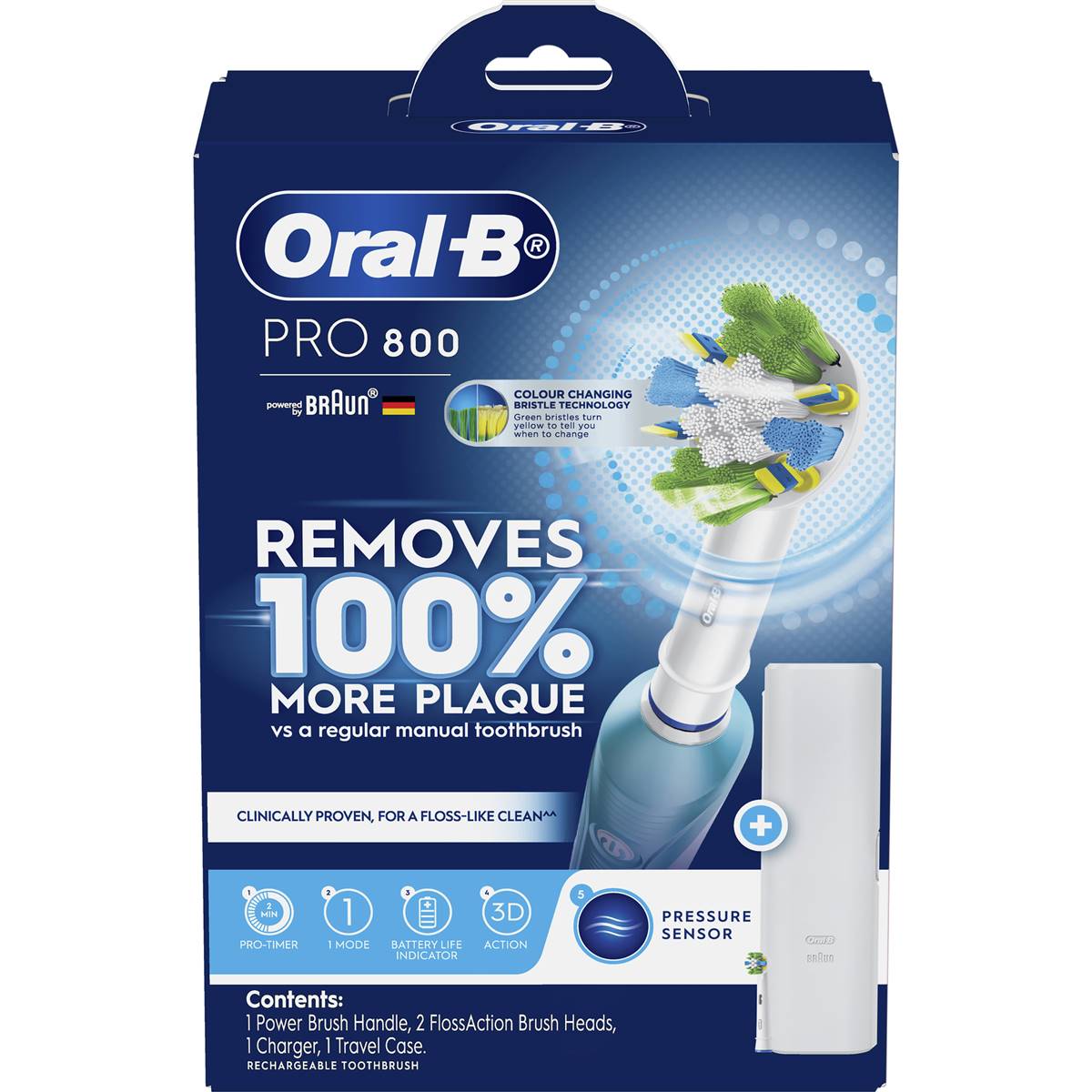 Oral B Pro 800 Electric Toothbrush Blue Each Woolworths