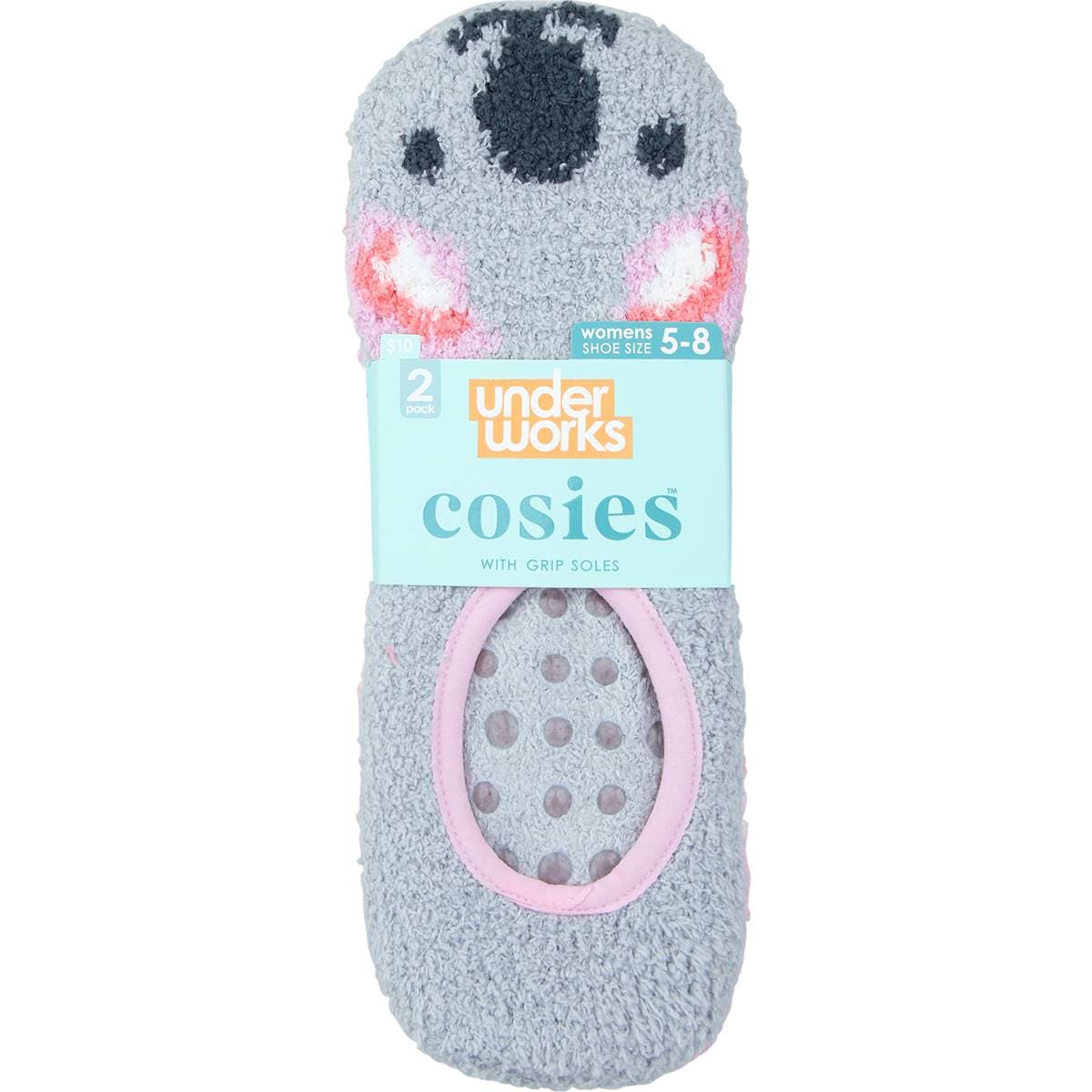 Underworks Ladies Cosies Grip Sole Socks Koala Size 58 2 Pack Woolworths