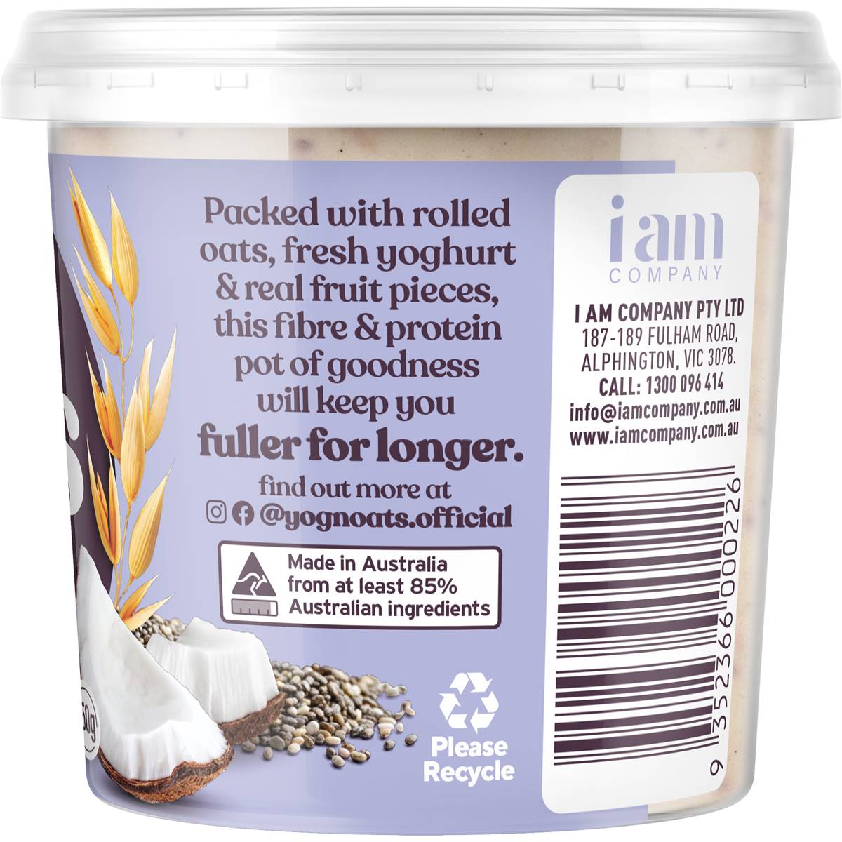 Yog'n Oats Yoghurt Blueberry & Coconut 150g Woolworths