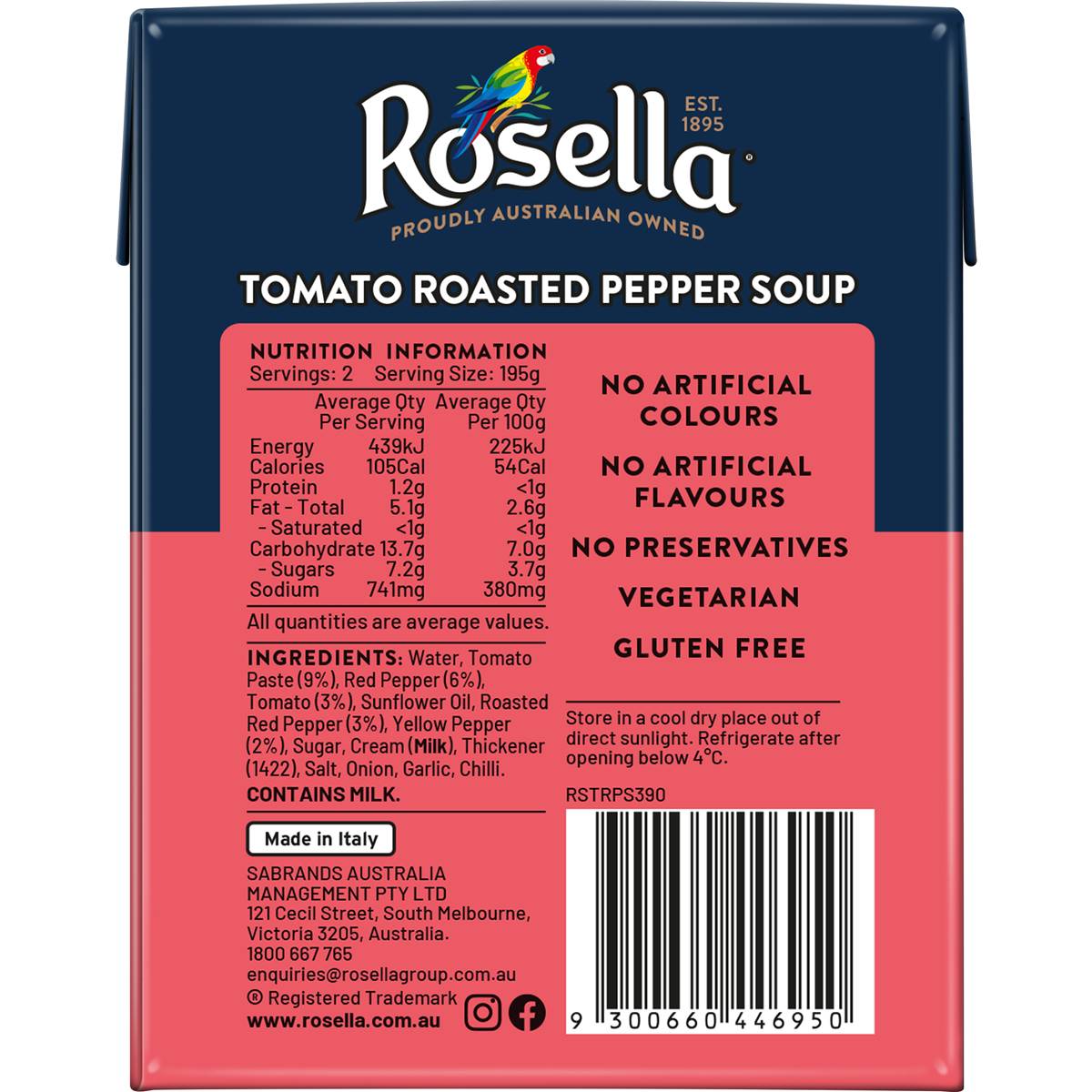 Rosella Tomato Roasted Pepper Soup 390g Woolworths