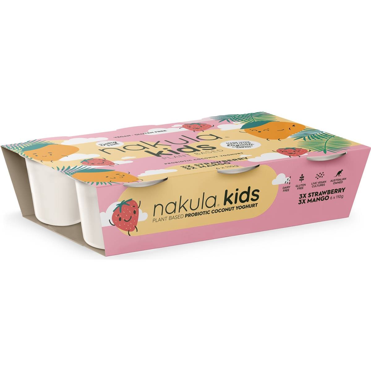 Nakula Kids Plant Based Coconut Yoghurt Strawberry & Mango 6 Pack