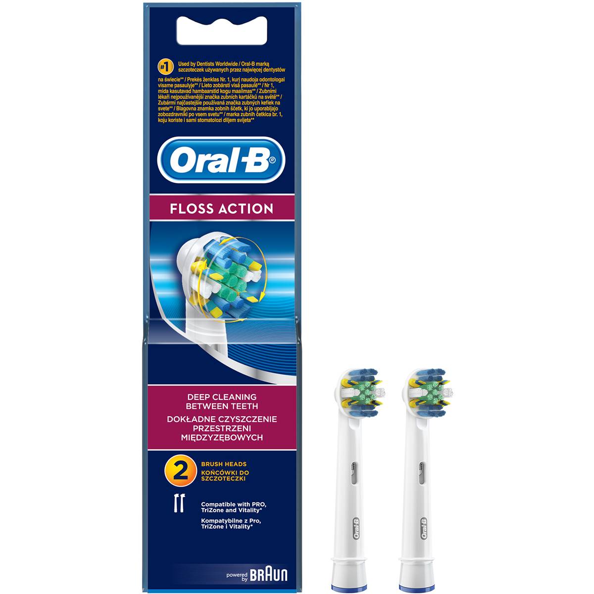 Oral-b Electric Toothbrush Floss Flossaction Heads 2 Pack | Woolworths