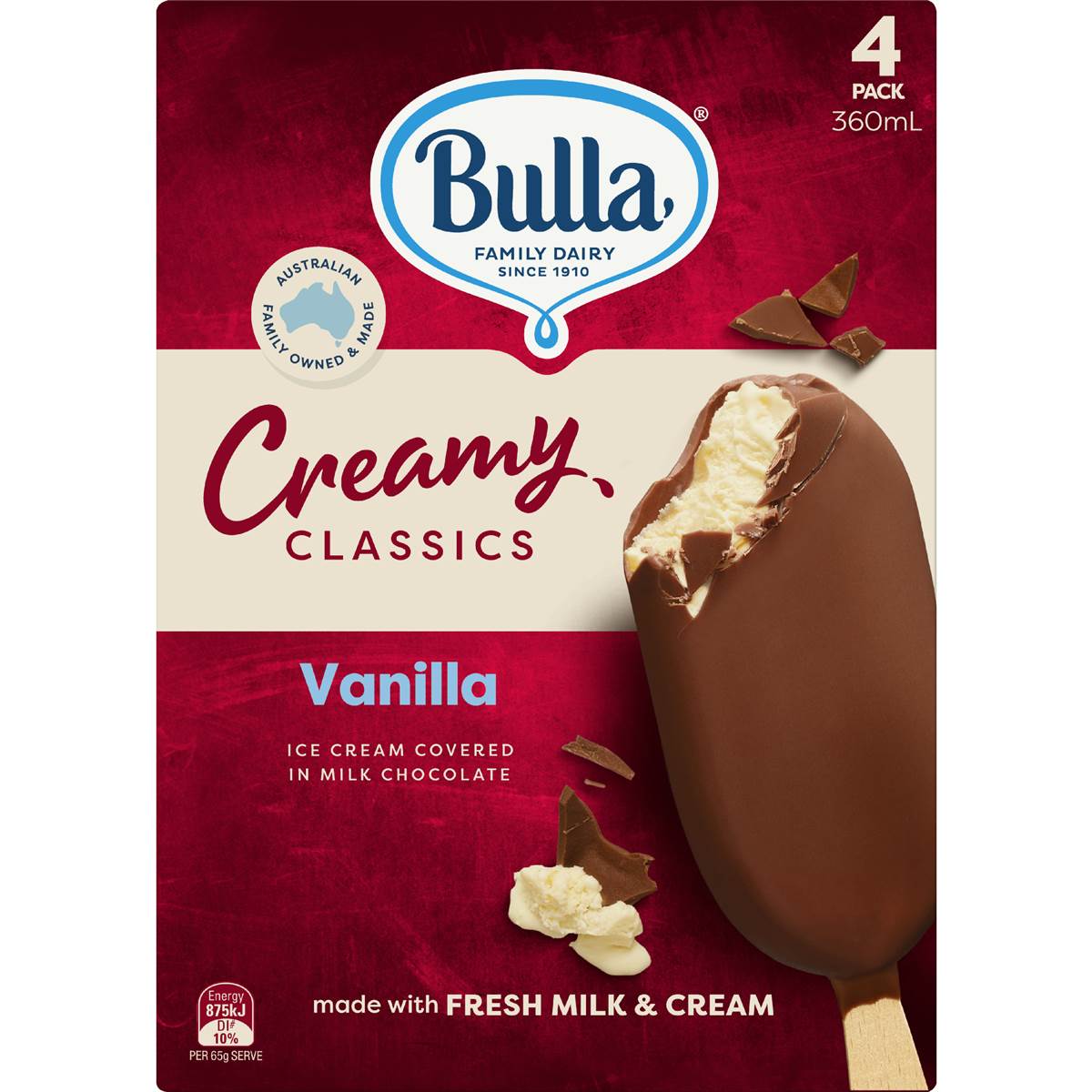 Bulla Creamy Classics Ice Cream Vanilla 4 Pack Woolworths