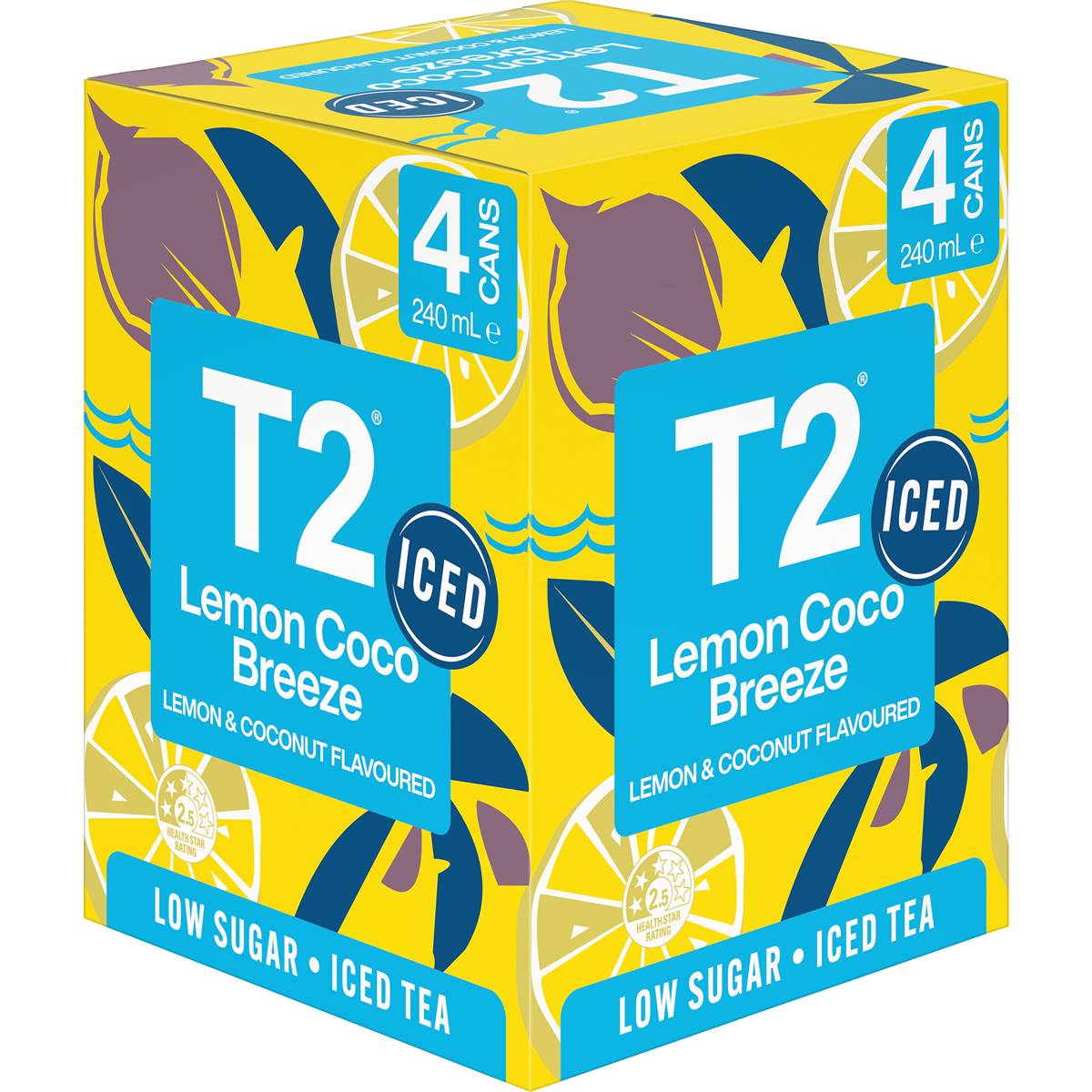 T2 Tea Iced Tea Lemon Coco Breeze Low Sugar Ice Tea Multipack Cans