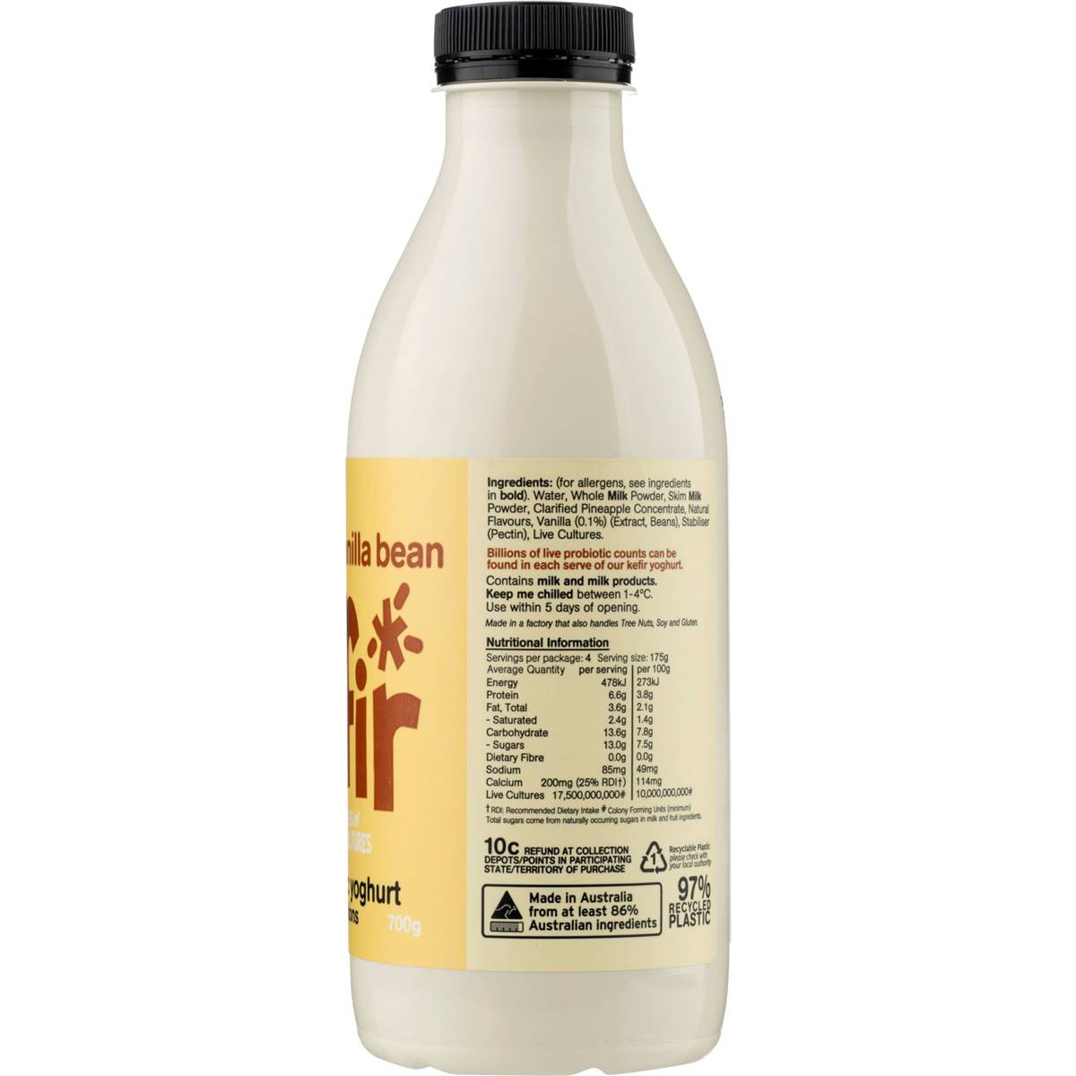 The Collective Great Dairy Kefir Probiotic Yoghurt Vanilla Bean 700g