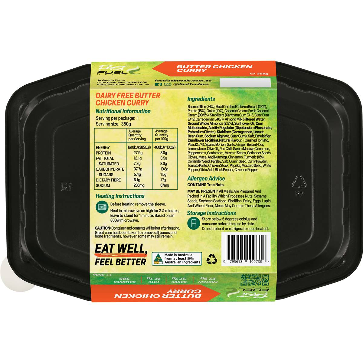 Fast Fuel Meals Butter Chicken 350g Woolworths
