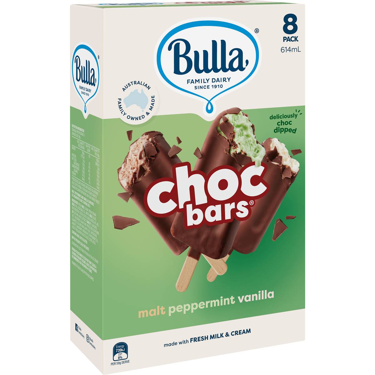 Bulla Mint Vanilla Chocolate Bar Sticks