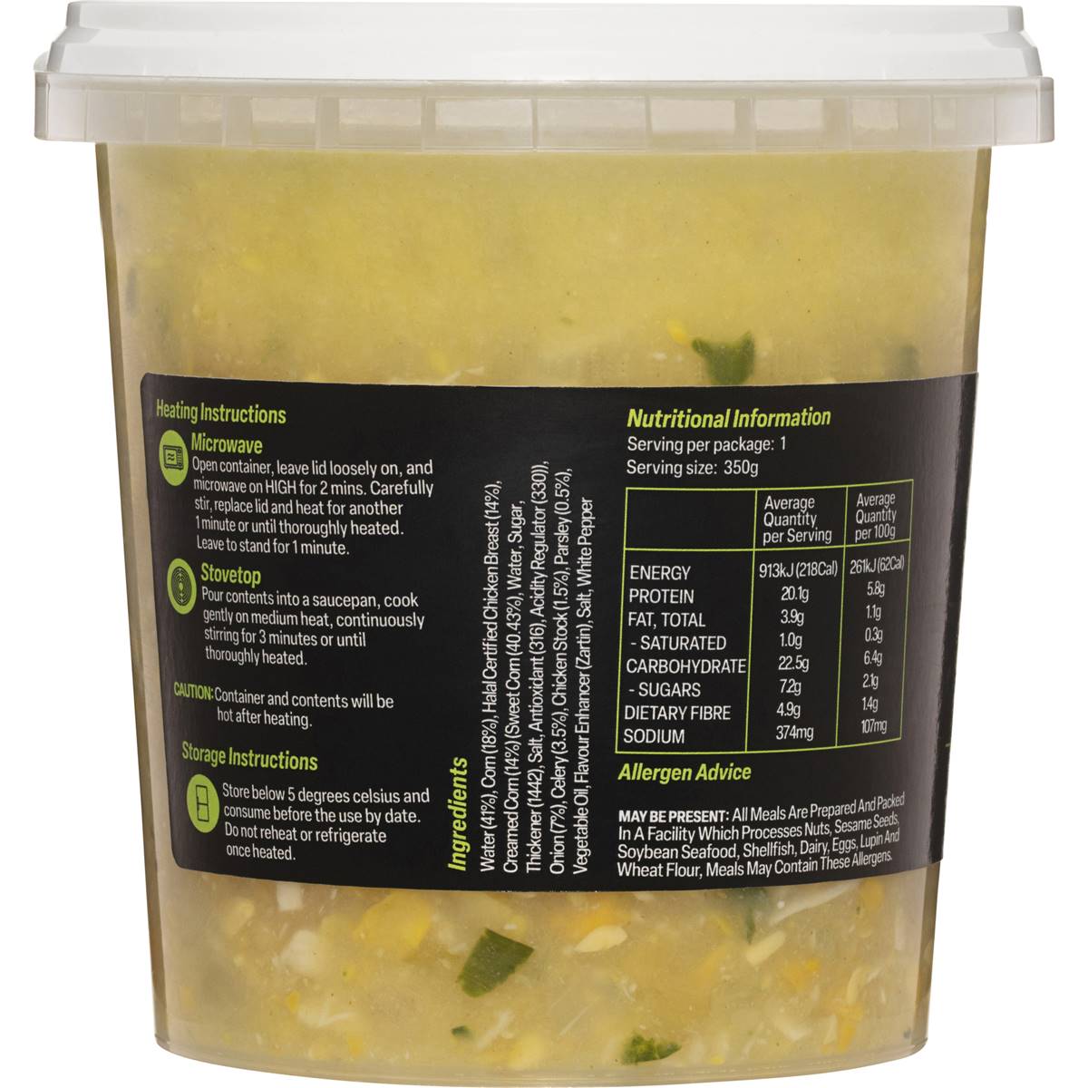 Fast Fuel Meals Chicken Corn Soup 350g Woolworths
