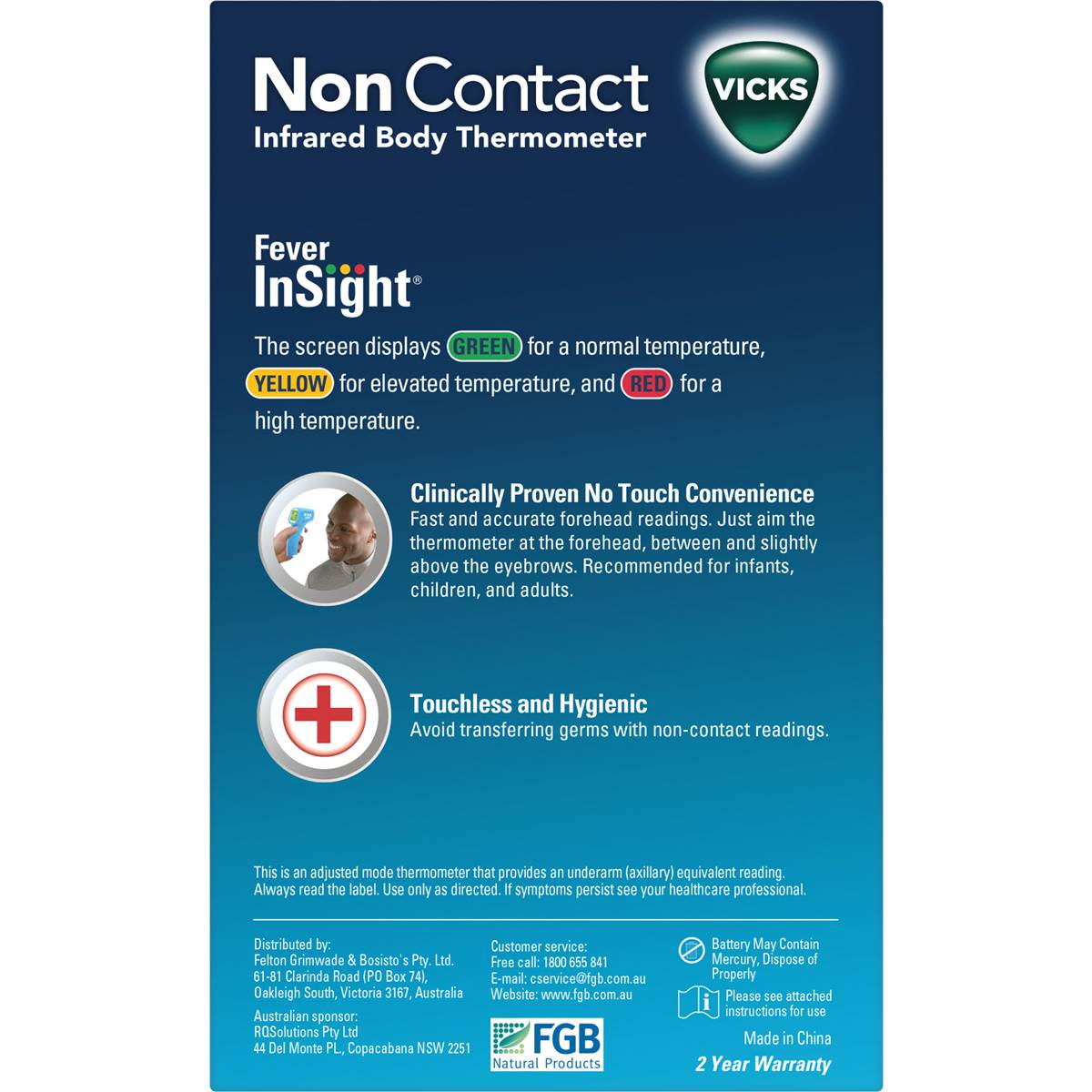 Vicks Non Contact Infrared Body Thermometer Each Woolworths