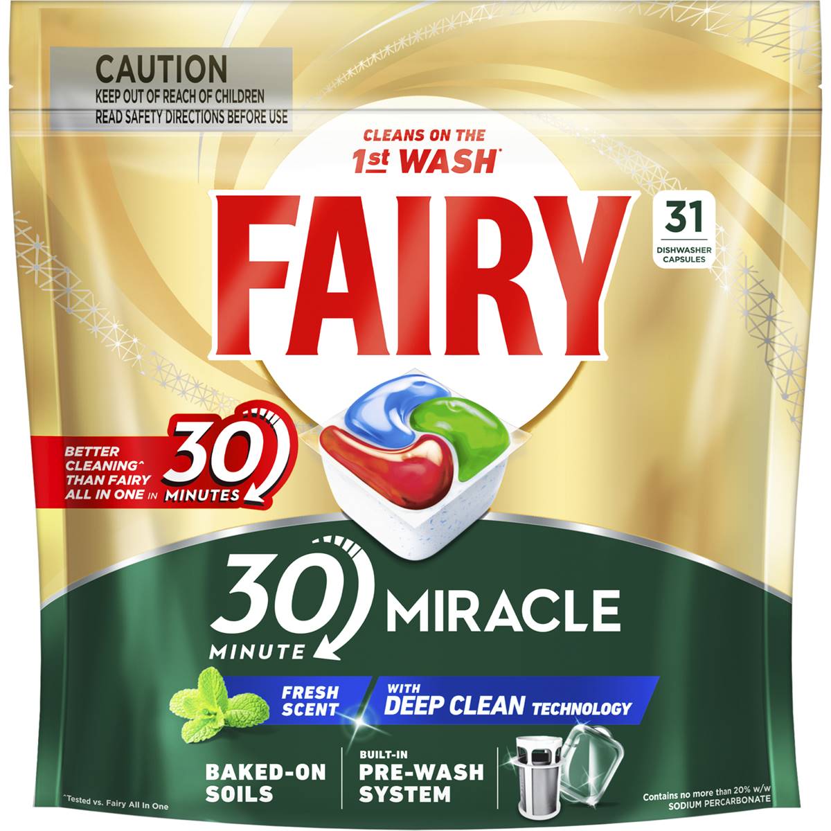 Fairy 31 Minute Miracle Dishwasher Tablets