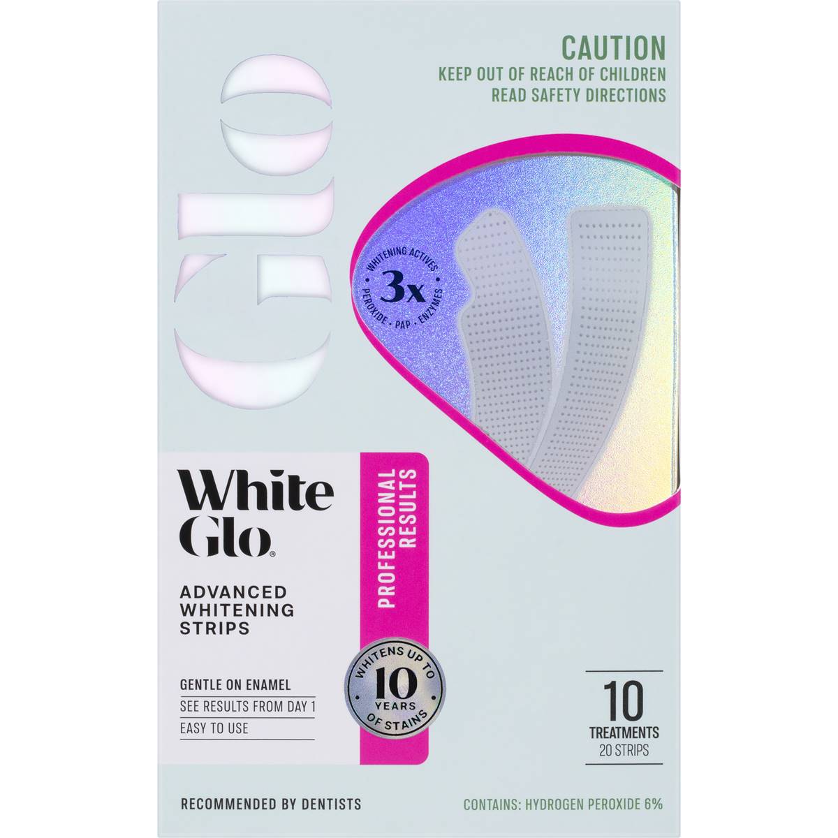 White Glo Advanced Whitening Strips 10 Pack Woolworths