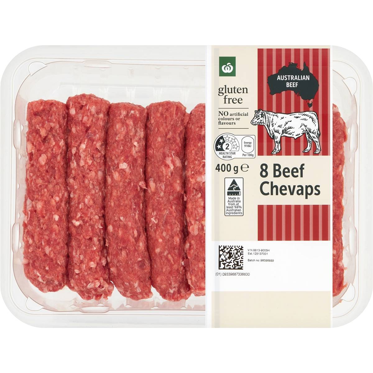 Woolworths 8 Beef Chevaps 400g Woolworths