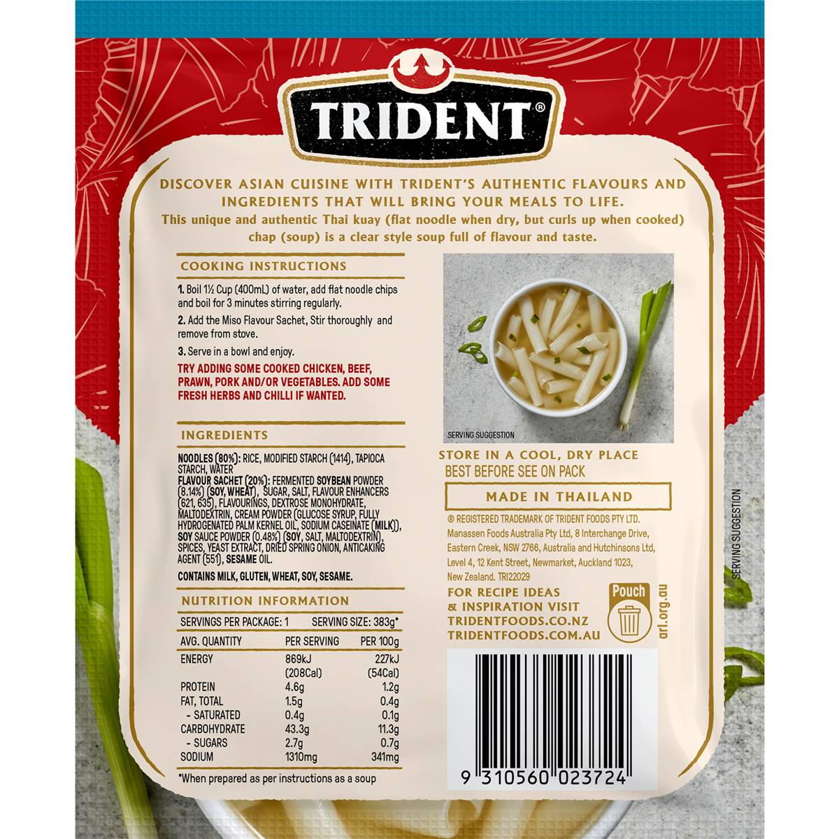 Trident Miso Flavour Noodle Soup 50g Woolworths